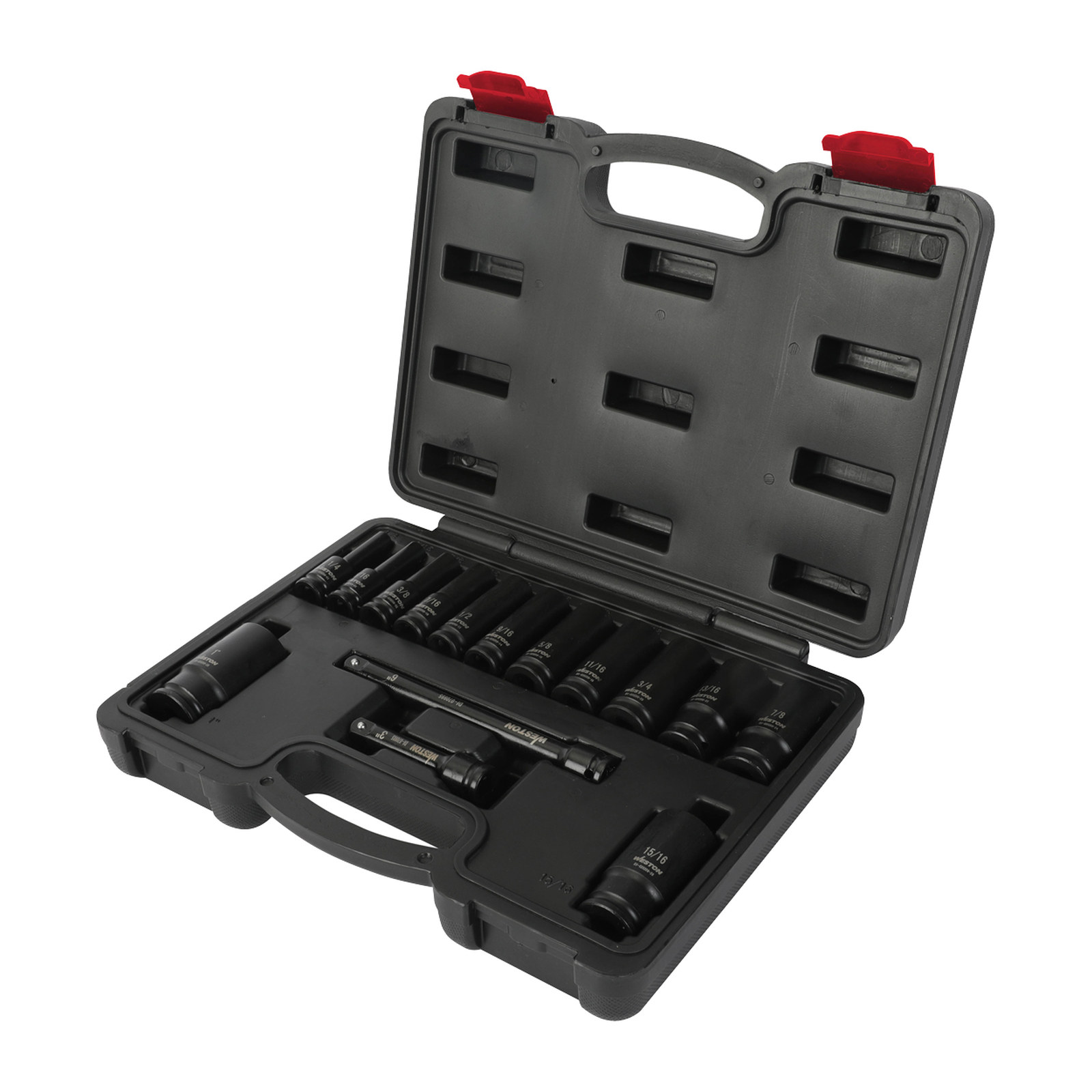 JGO. DE 15 DADOS DE IMPACTO LARGOS CUADRO 3/8" FRACC.