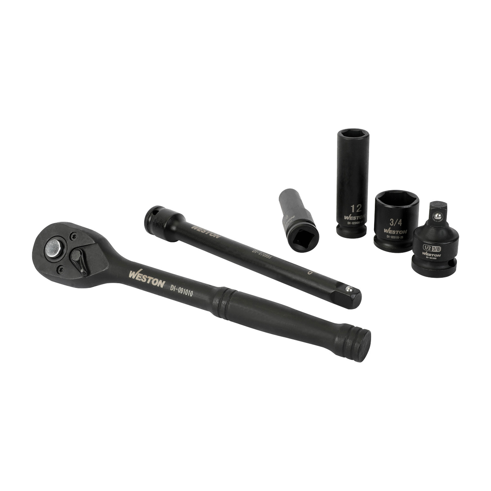 JGO. DE 45 DADOS DE IMPACTO CUADRO 3/8" FRACC. Y METRIC. C/ LLAVE DE MATRACA - Imagen 2