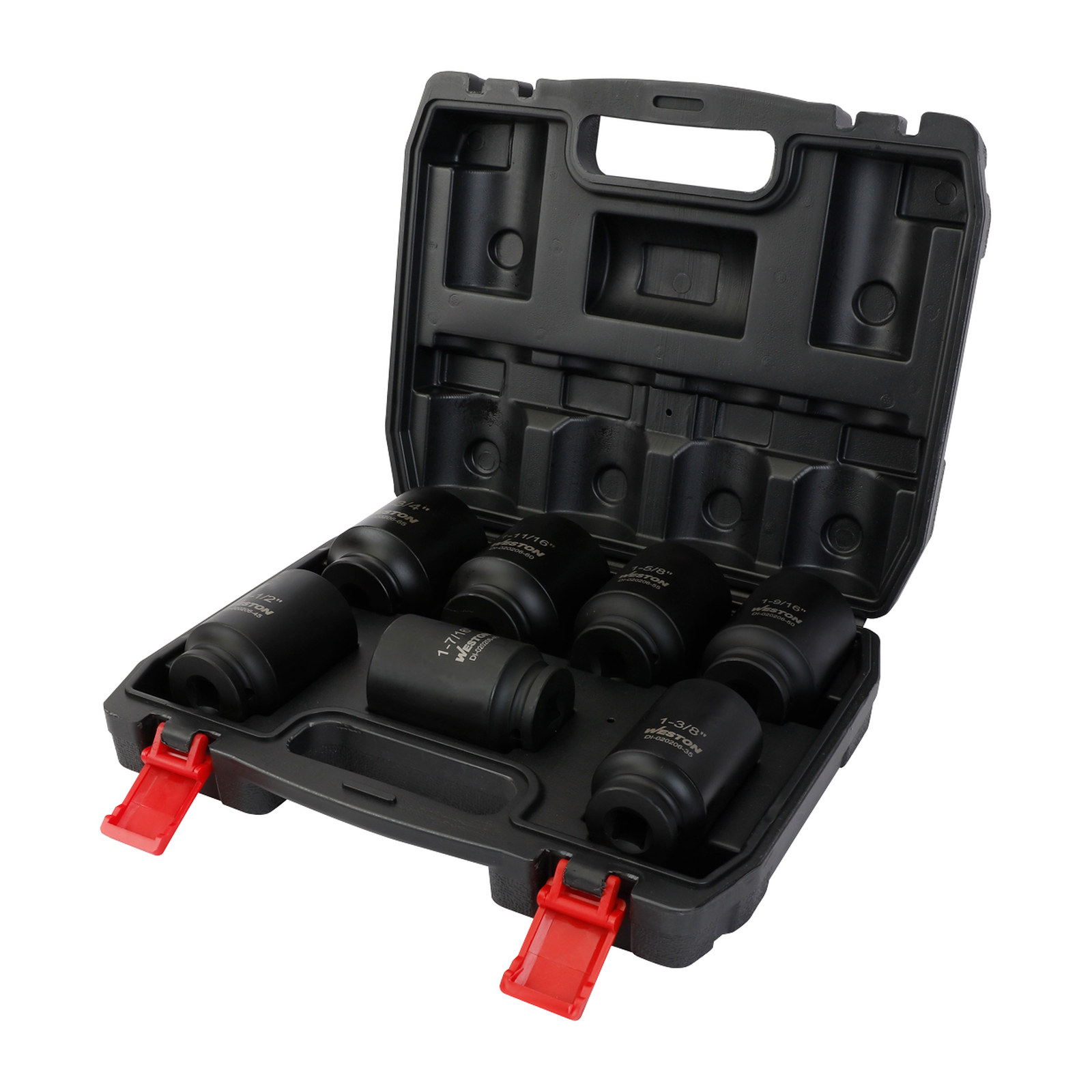 JGO. DE 7 DADOS DE IMPACTO EXTRA LARGO CUADRO 1/2" FRACC.