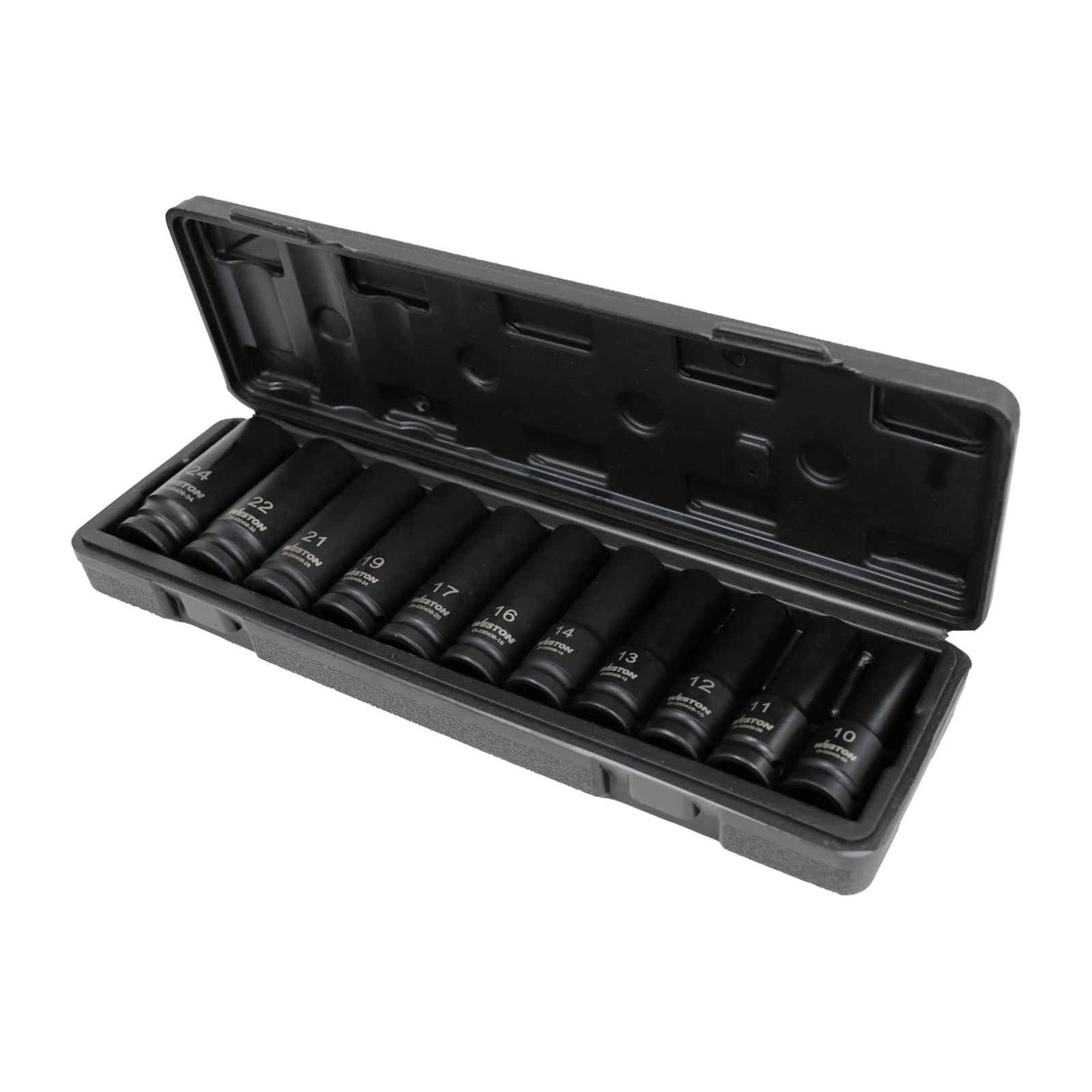 JGO. DE 11 DADOS DE IMPACTO LARGOS CUADRO 1/2" METRIC.
