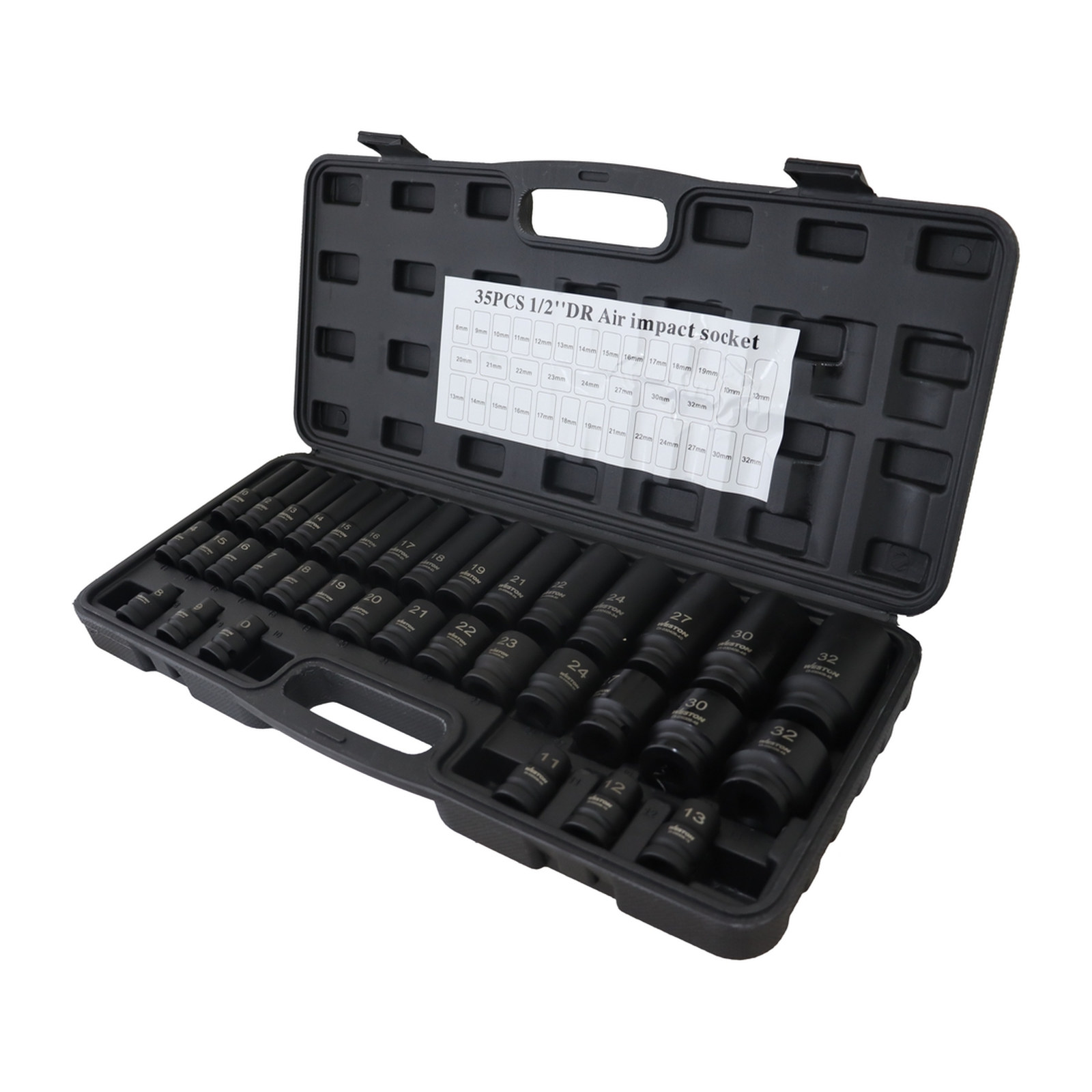 JGO. DE 35 DADOS DE IMPACTO CUADRO 1/2" METRIC.