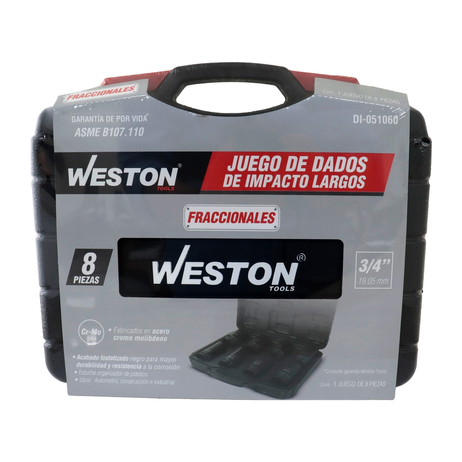 JGO. DE 8 DADOS DE IMPACTO LARGOS CUADRO 3/4" FRACC. - Imagen 3