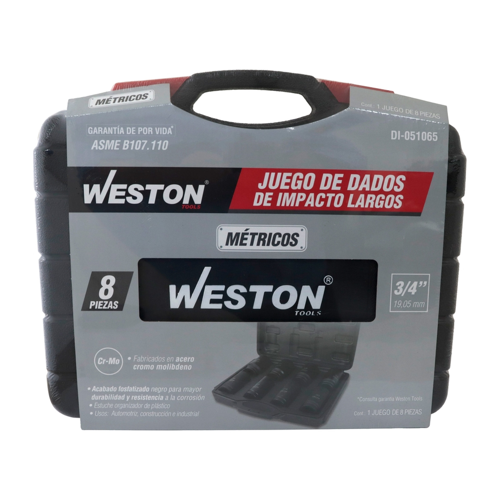 JGO. DE 8 DADOS DE IMPACTO LARGOS CUADRO 3/4" METRIC. - Imagen 3