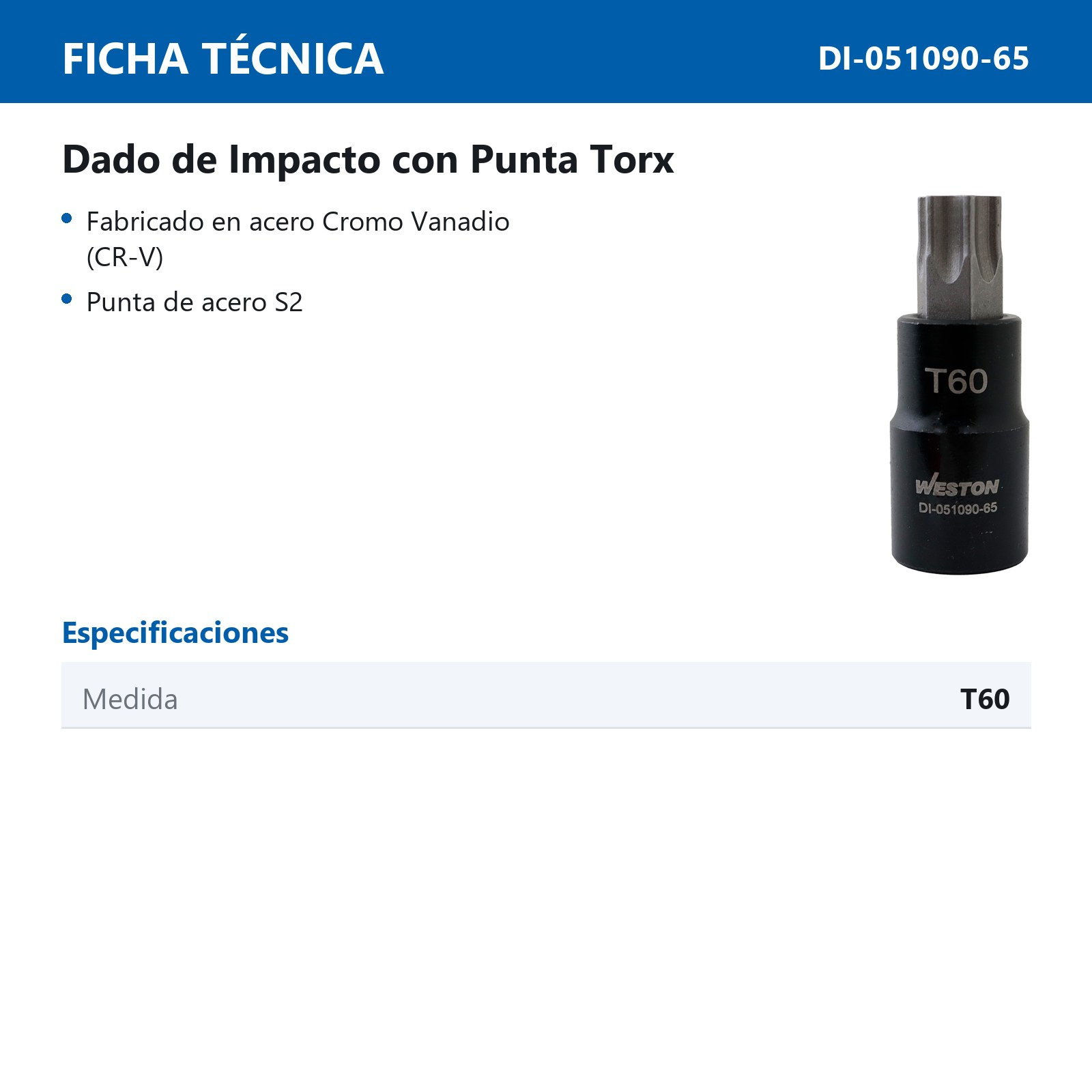DADOS DE IMPACTO CUADRO 1/2" CON PUNTA TORX T60 - Imagen 4