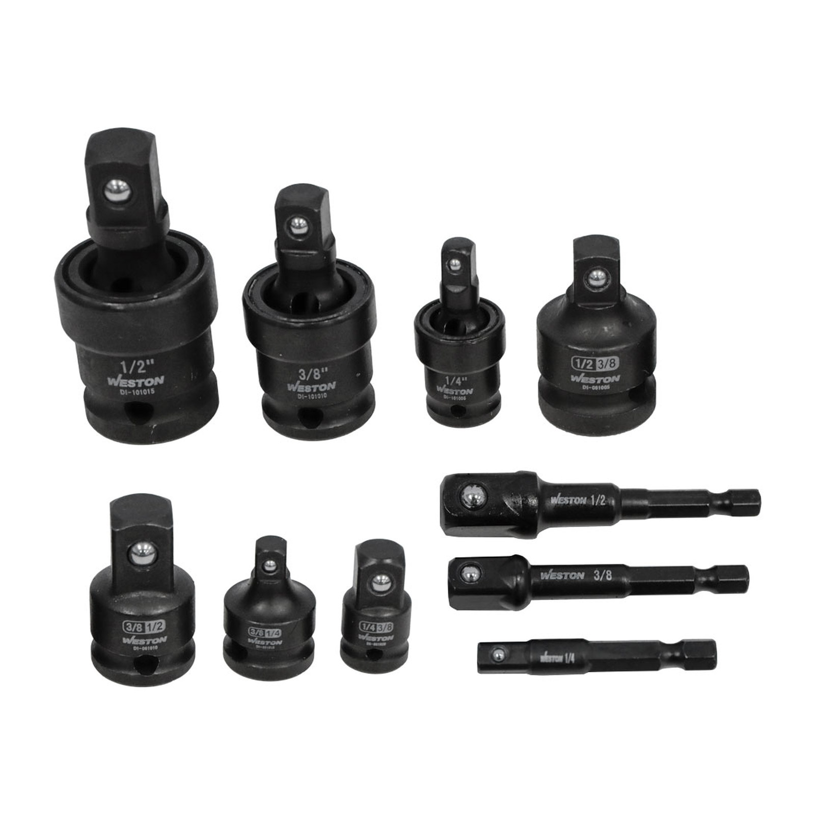 JGO. DE 10 ACCESORIOS PARA DADOS DE IMPACTO CUADRO 1/4" 3/8" Y 1/2" - Imagen 3