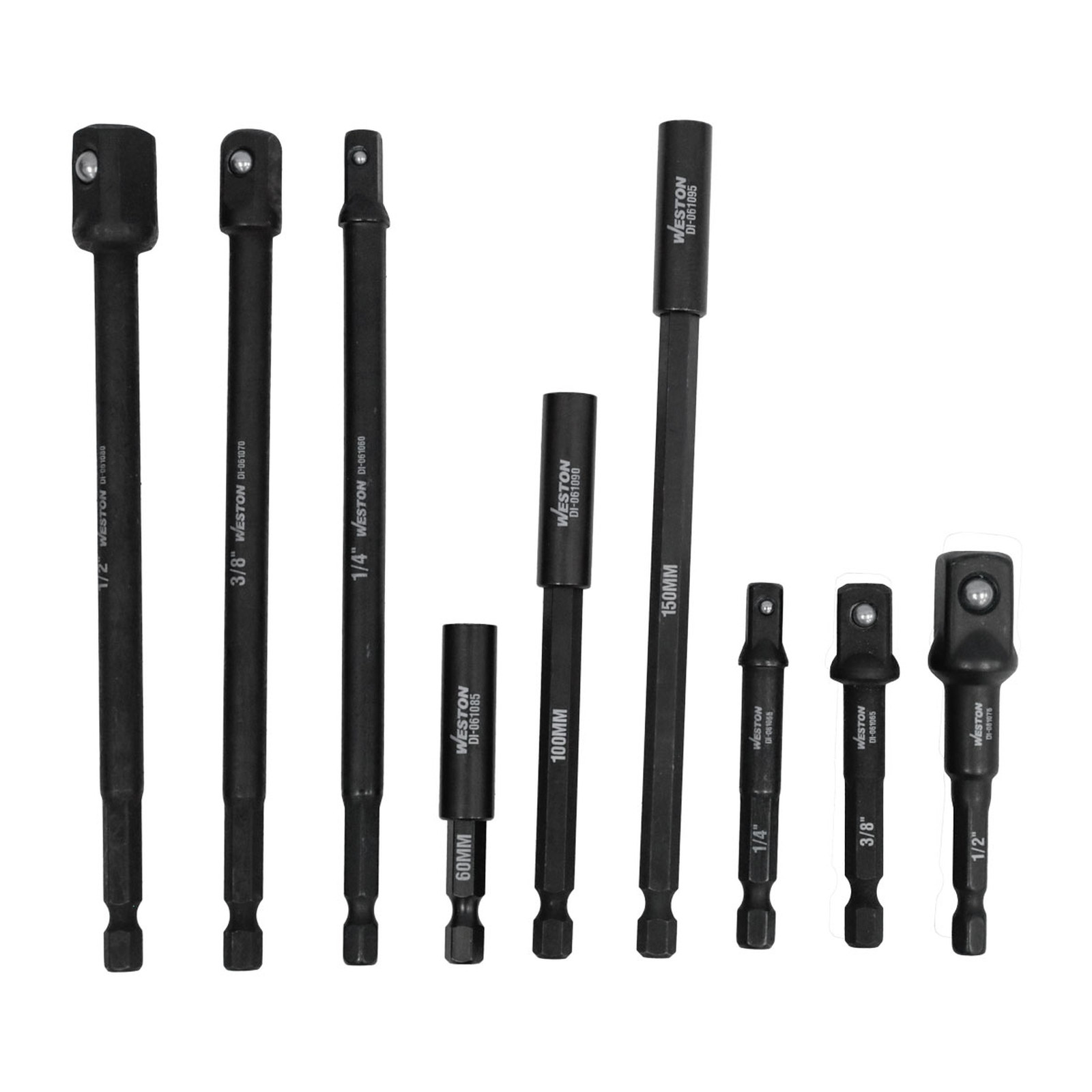 JGO. DE 9 ADAPTADORES PARA DADOS DE IMPACTO CUADRO 1/4" 3/8" Y 1/2" - Imagen 2