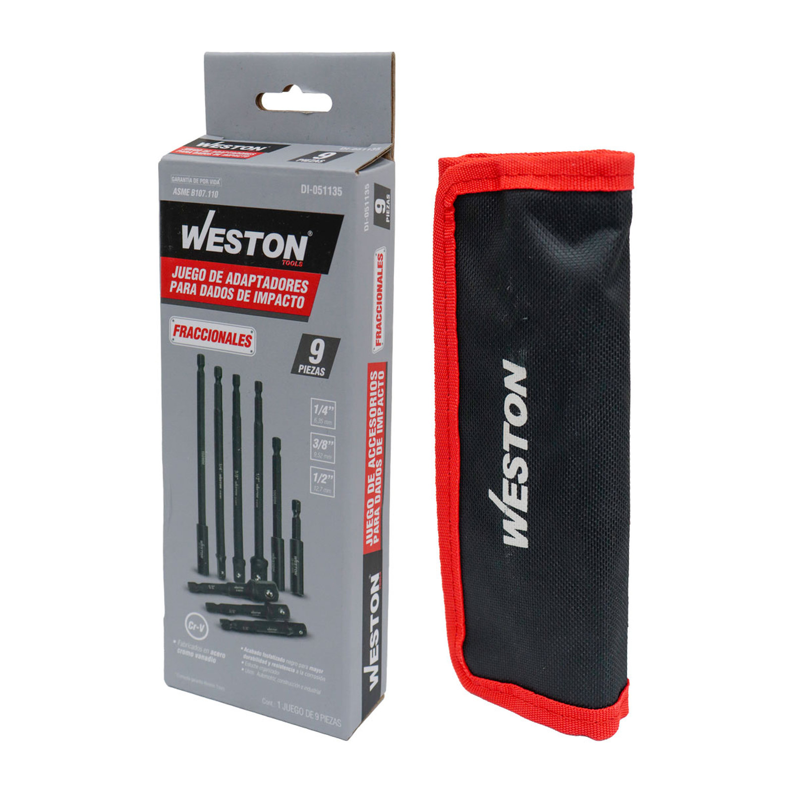JGO. DE 9 ADAPTADORES PARA DADOS DE IMPACTO CUADRO 1/4" 3/8" Y 1/2" - Imagen 3