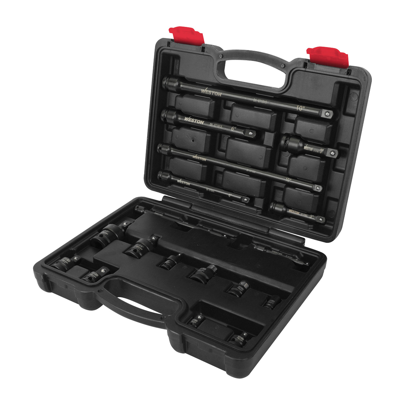 JGO. DE 18 ACCESORIOS PARA DADOS DE IMPACTO CUADRO 1/4" 3/8" Y 1/2"