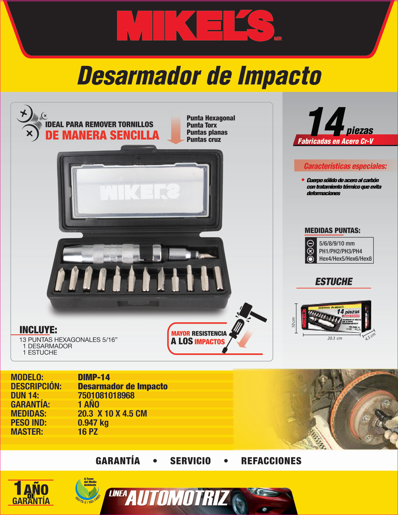 MIKELS DIMP-14 Desarmador de impacto - Imagen 4