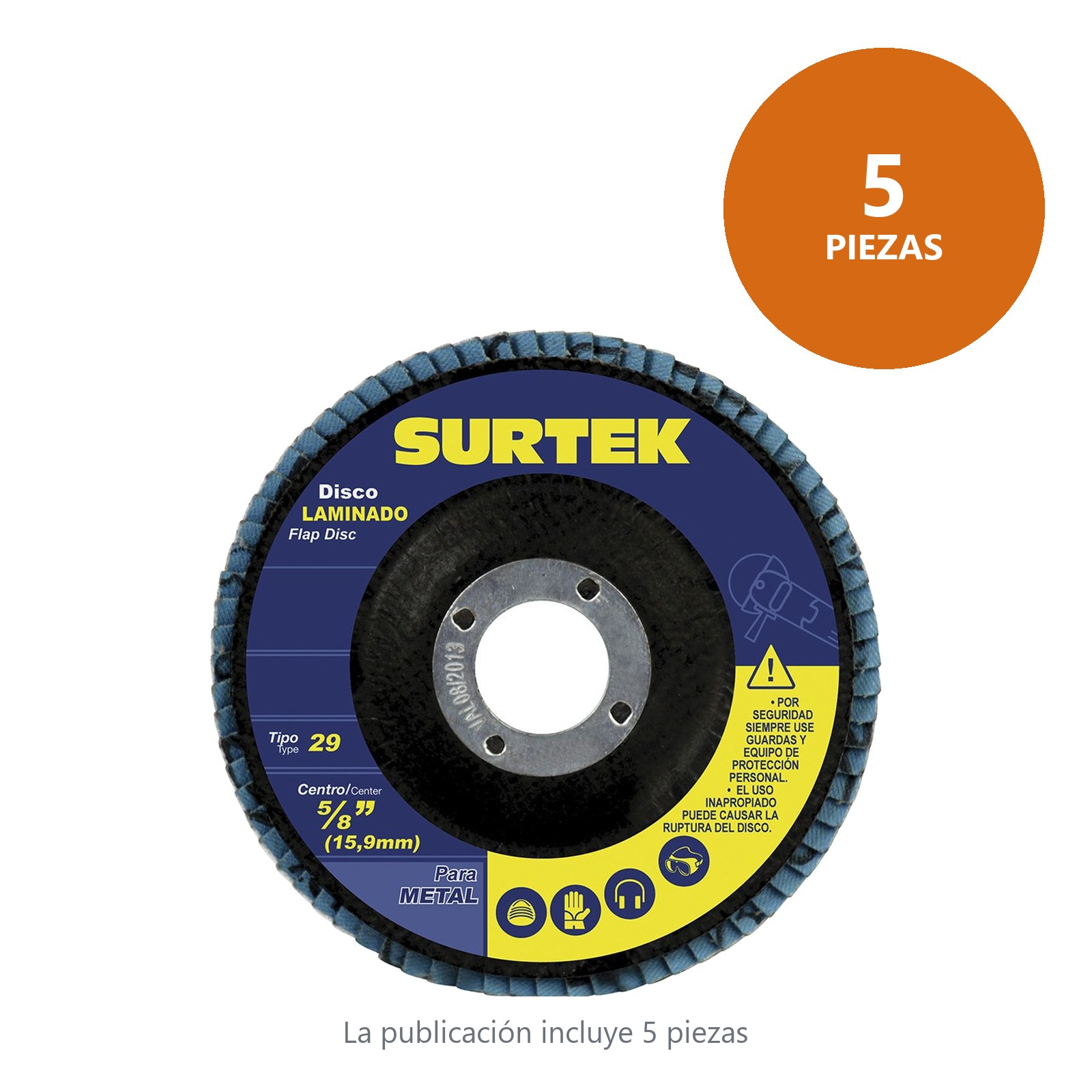Disco laminado tipo 29 grano 60, 4-1/2" Surtek - Imagen 2