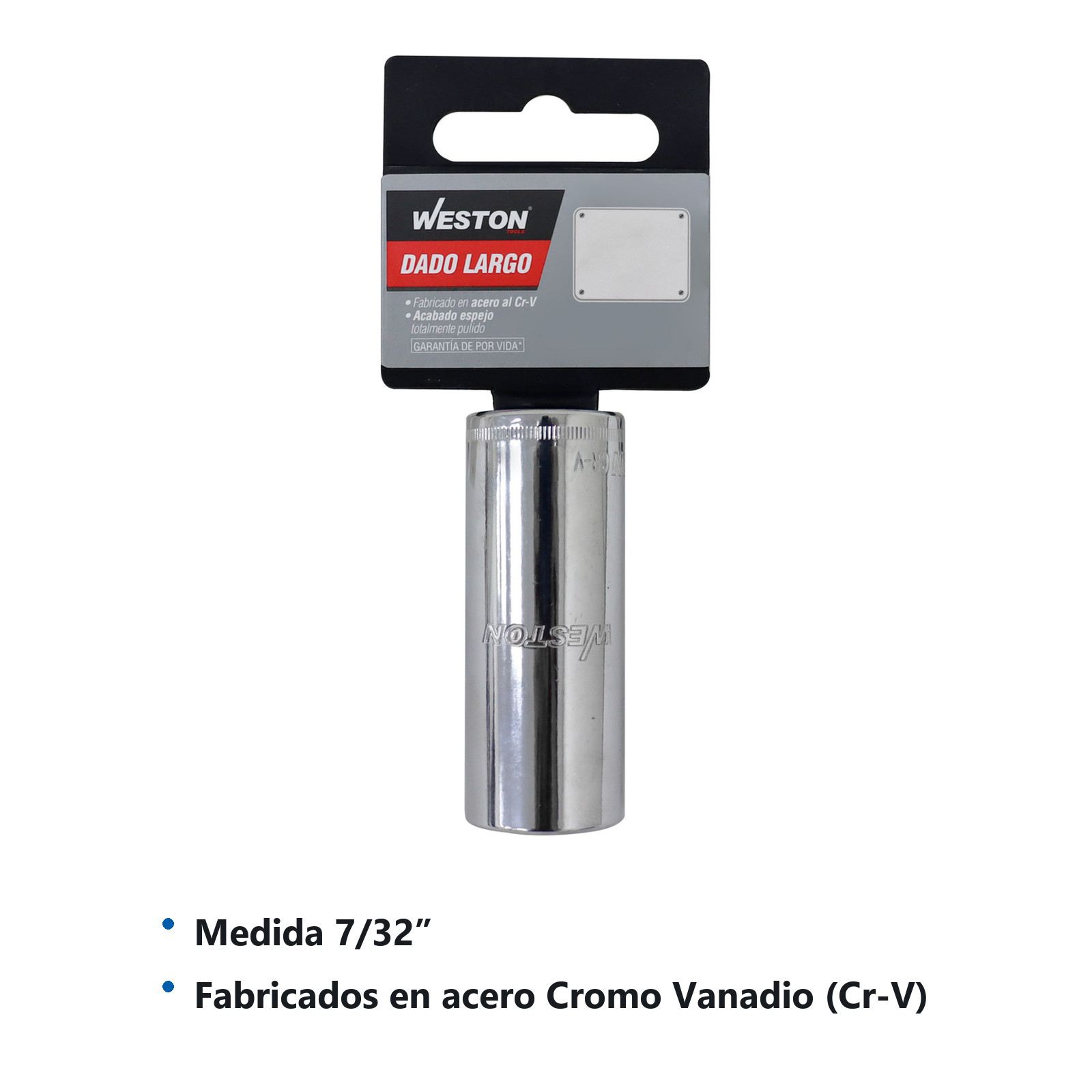 DADO LARGO CUADRO 1/4" 6 PUNTAS, 7/32" - Imagen 2