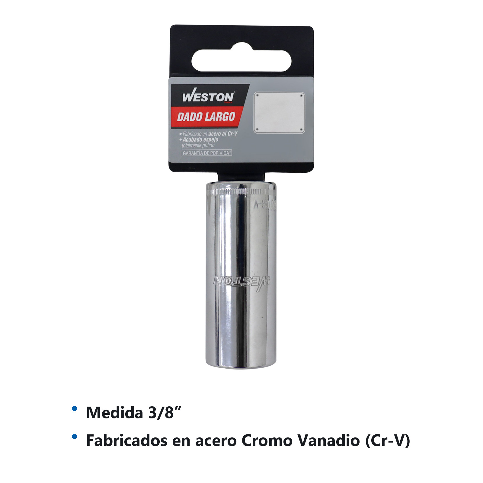 DADO LARGO CUADRO 1/4" 6 PUNTAS, 3/8" - Imagen 2