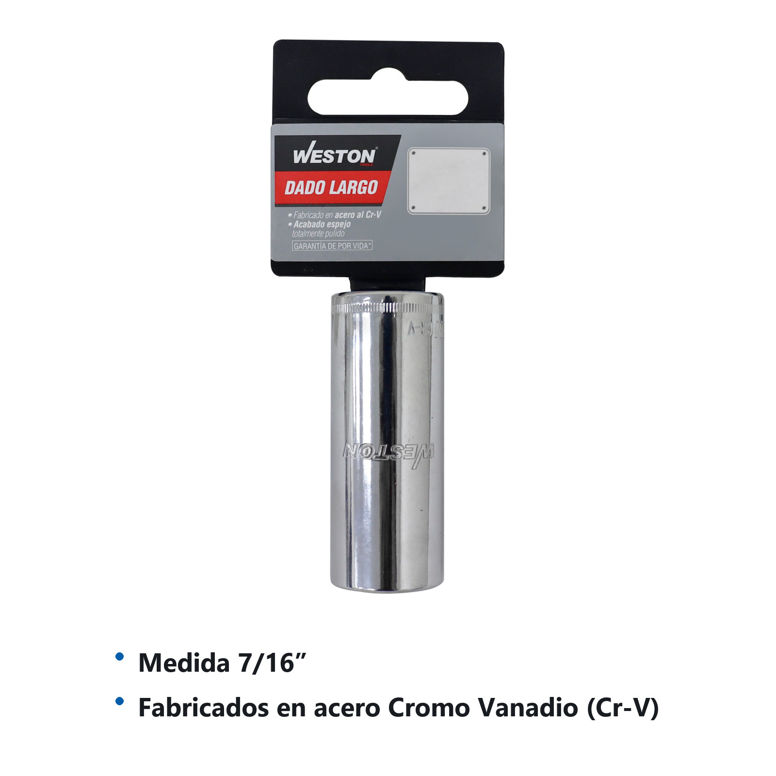 DADO LARGO CUADRO 1/4" 6 PUNTAS, 7/16" - Imagen 2