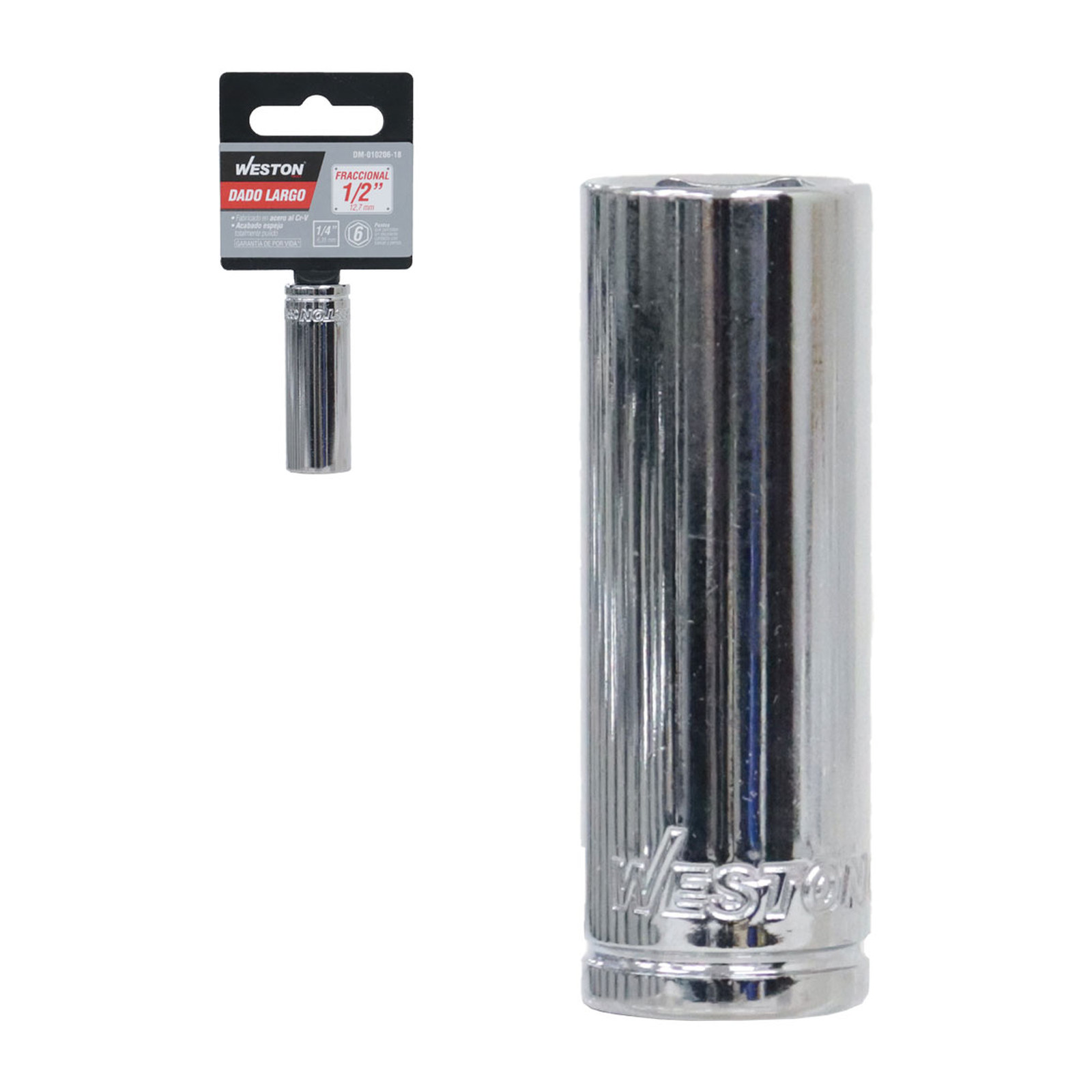 Dado Largo Cuadro 1/4" 6 Puntas 1/2" Weston