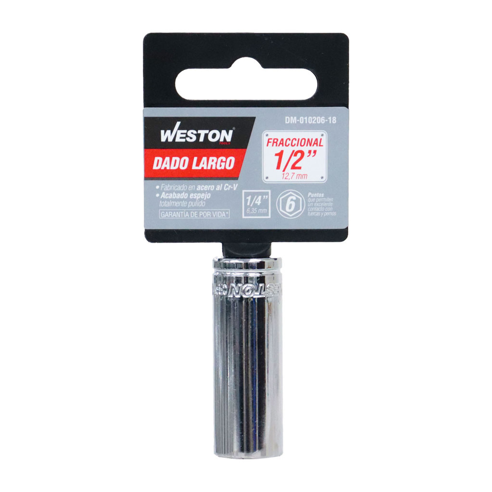 DADO LARGO CUADRO 1/4" 6 PUNTAS, 1/2" - Imagen 4