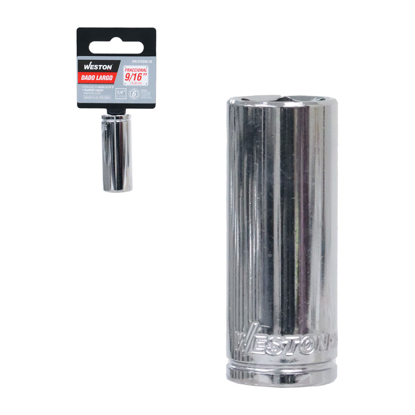 Dado Largo Cuadro 1/4" 6 Puntas 9/16" Weston