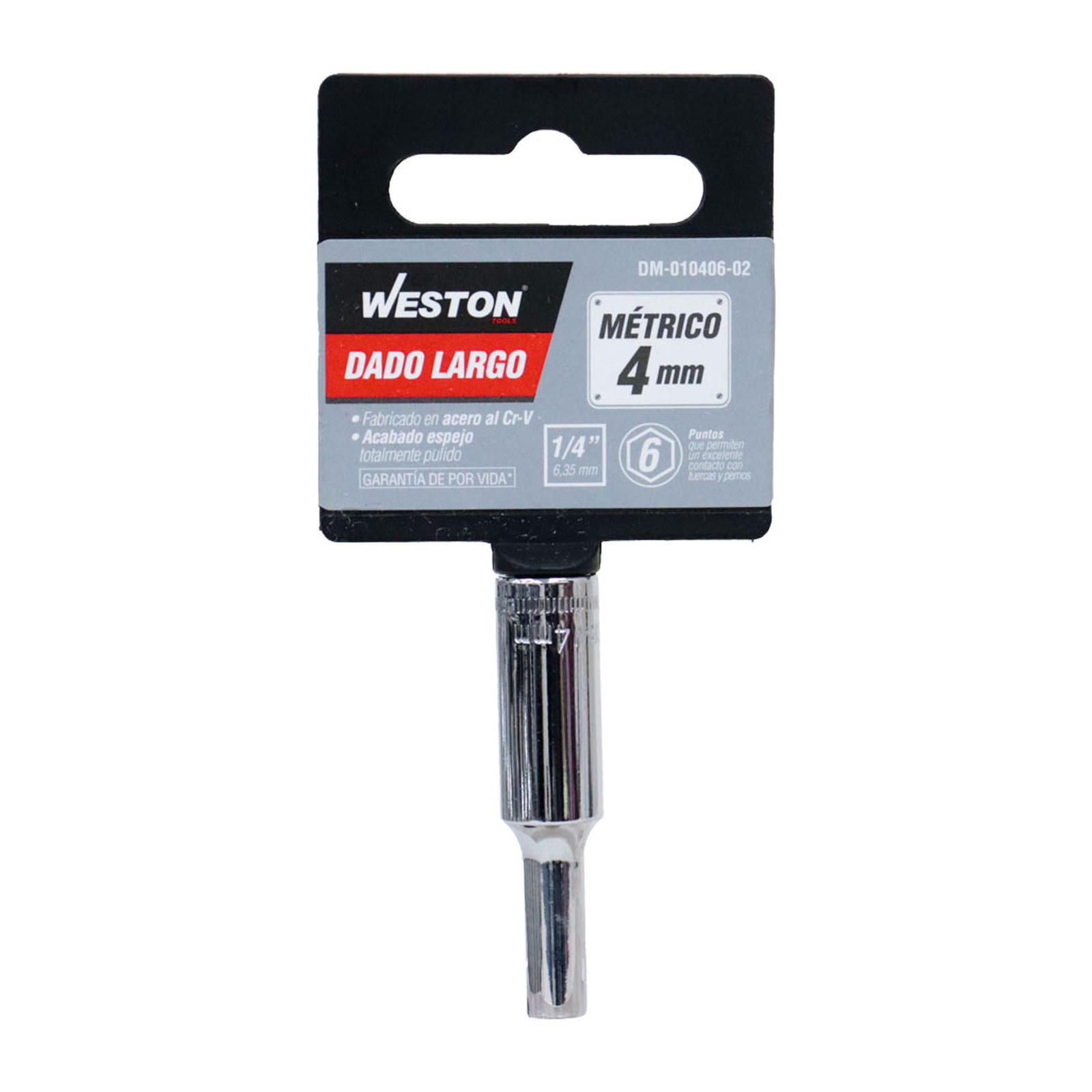 DADO LARGO CUADRO 1/4" 6 PUNTAS, 4MM - Imagen 4