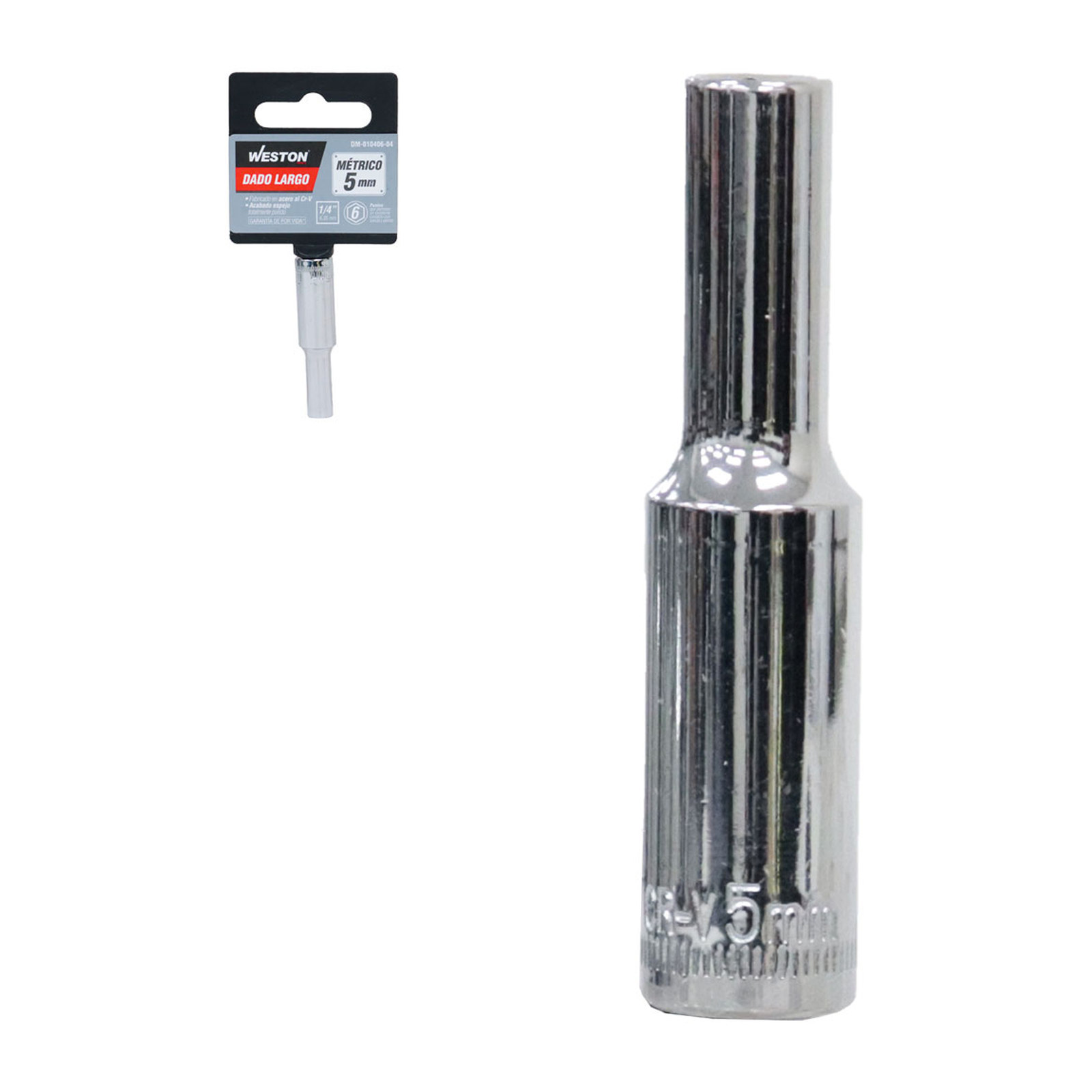 Dado Largo Cuadro 1/4" 6 Puntas 5 mm Weston