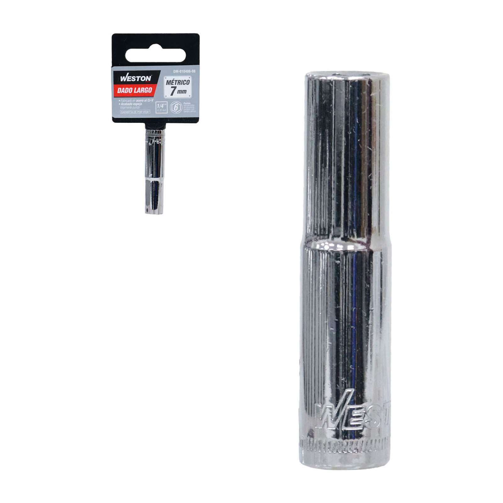Dado Largo Cuadro 1/4" 6 Puntas 7 mm Weston