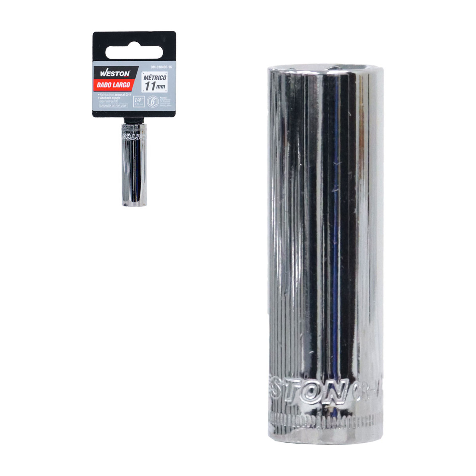Dado Largo Cuadro 1/4" 6 Puntas 11 mm Weston