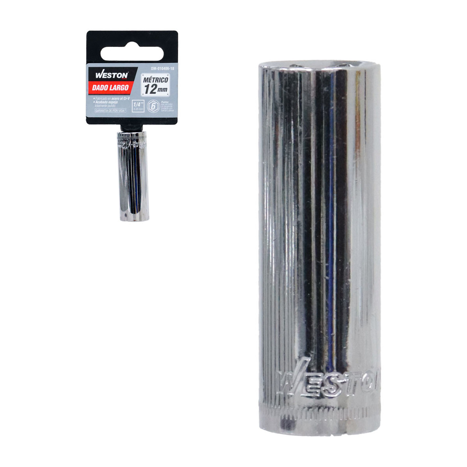 Dado Largo Cuadro 1/4" 6 Puntas 12 mm Weston