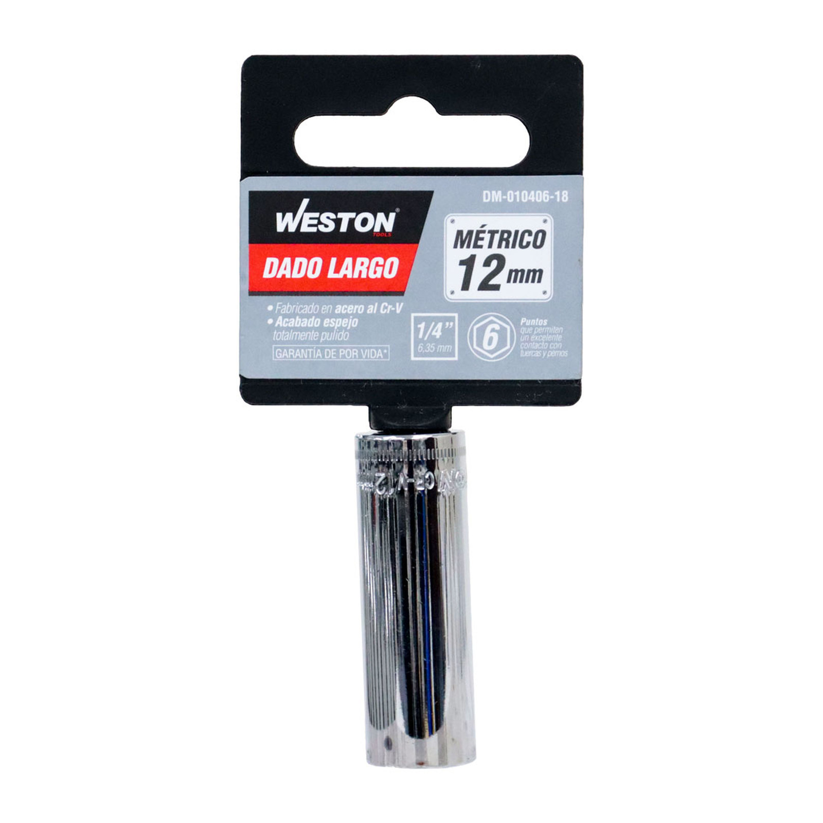 DADO LARGO CUADRO 1/4" 6 PUNTAS, 12MM - Imagen 4