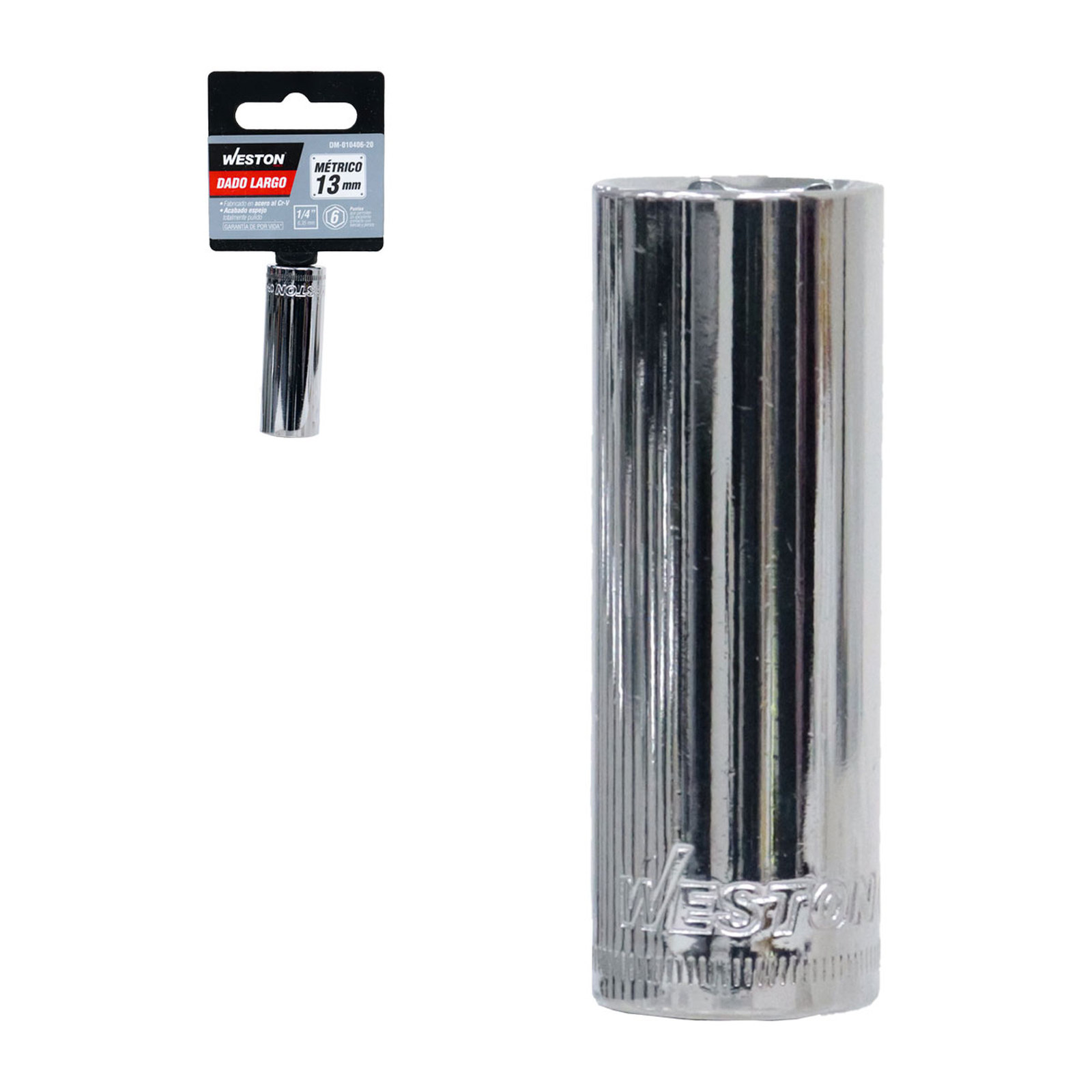 Dado Largo Cuadro 1/4" 6 Puntas 13 mm Weston