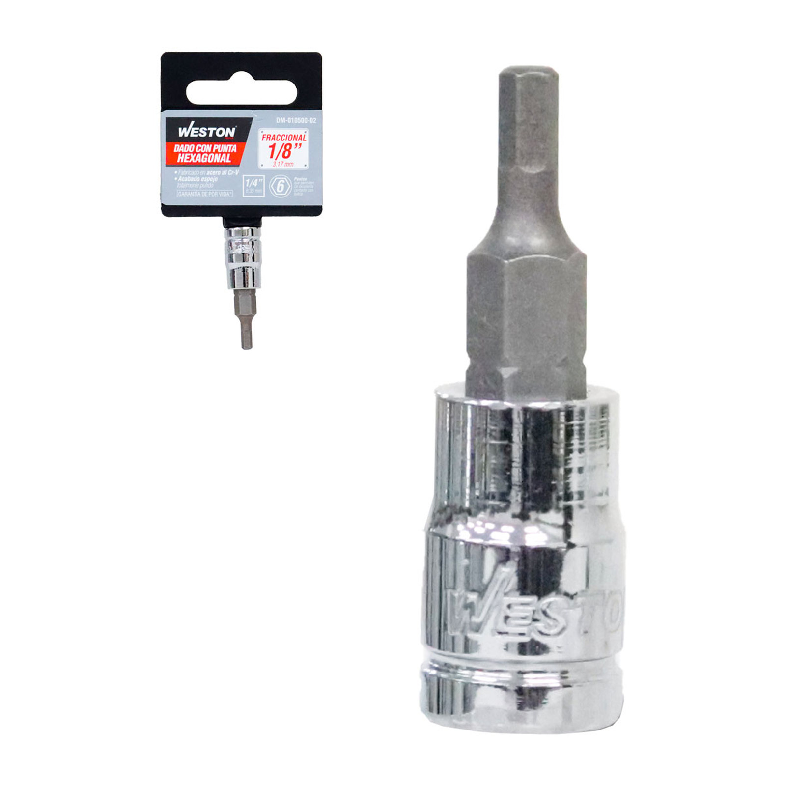 Dado Cuadro 1/4" con Punta Hexagonal 1/8" Weston