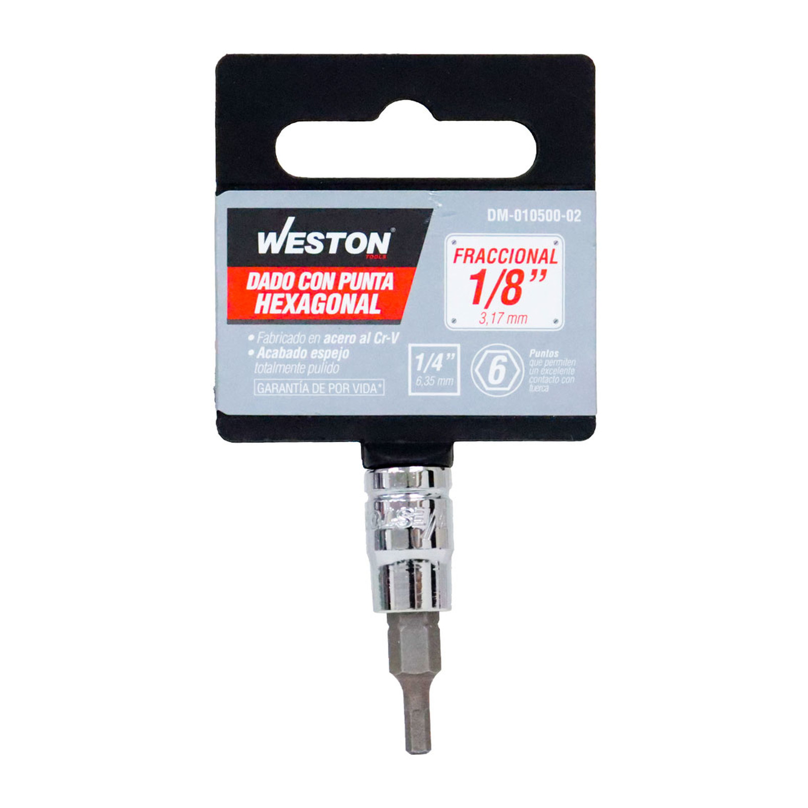 DADO CUADRO 1/4" CON PUNTA HEXAGONAL 1/8" - Imagen 4