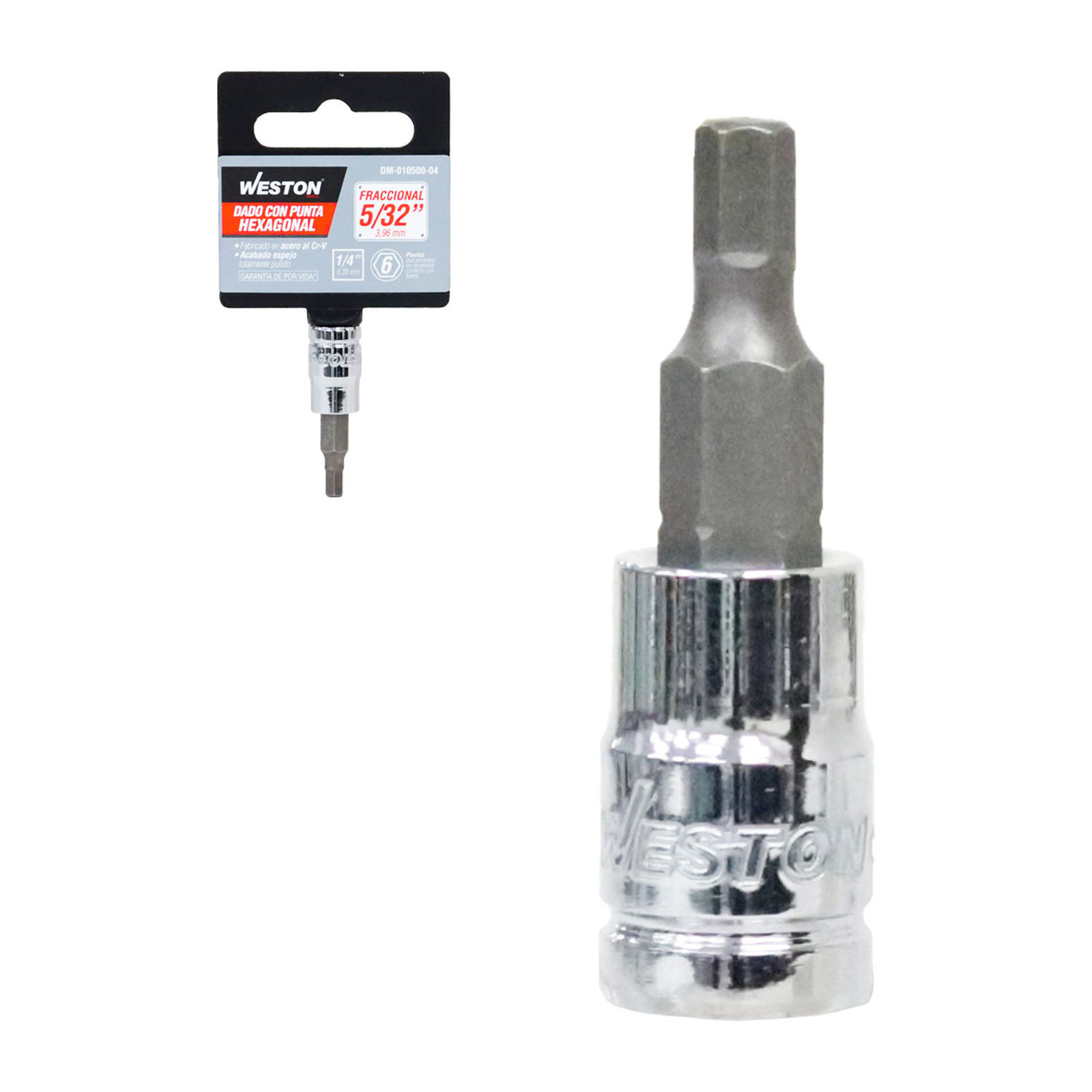 Dado Cuadro 1/4" con Punta Hexagonal 5/32" Weston