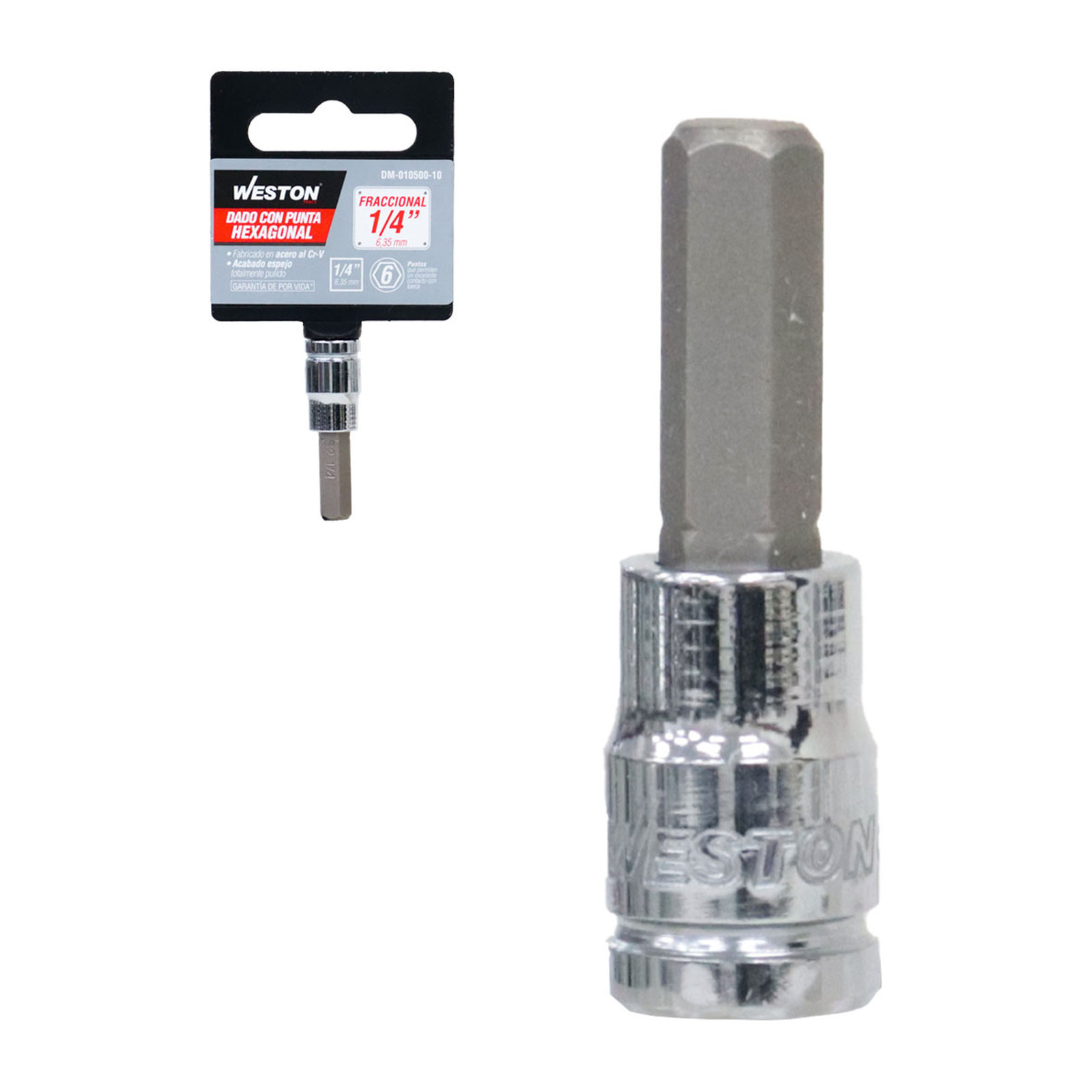 Dado Cuadro 1/4" con Punta Hexagonal 1/4" Weston