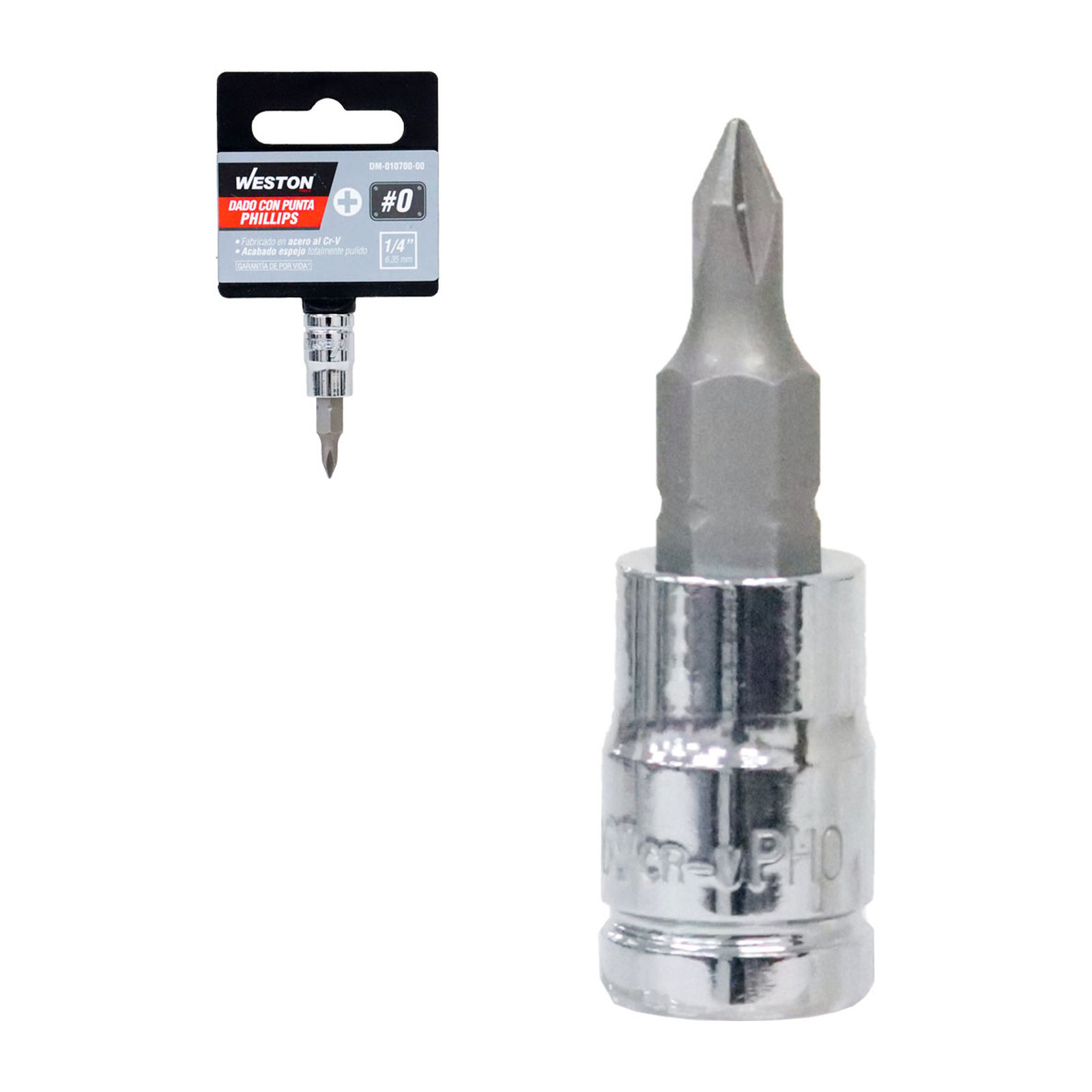 Dado Cuadro 1/4" con Punta Phillips No. 0 Weston