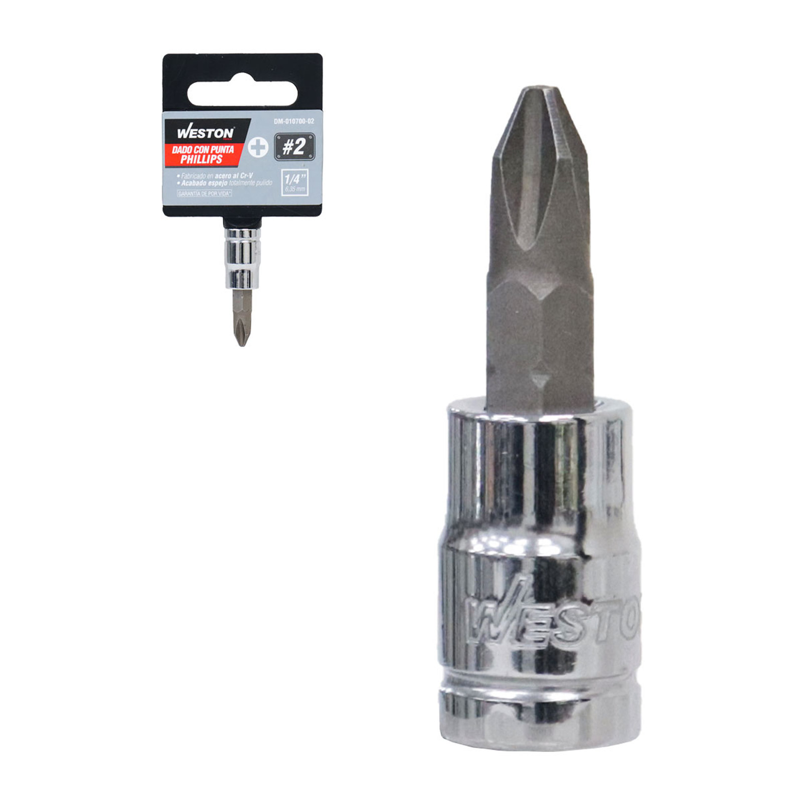 Dado Cuadro 1/4" con Punta Phillips No. 2 Weston