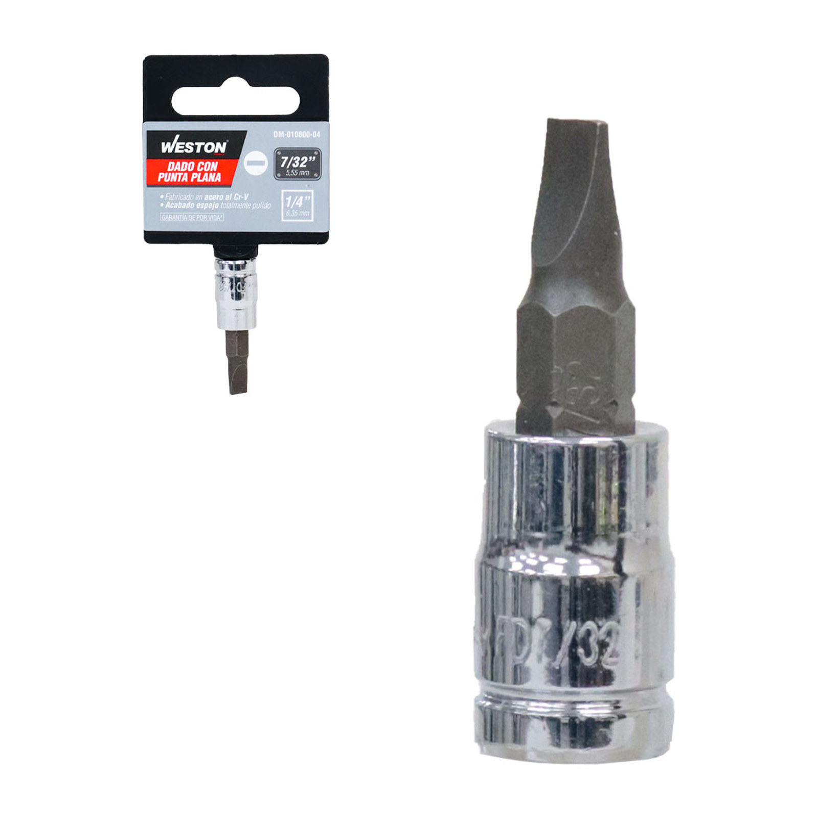 Dado Cuadro 1/4" con Punta Plana 7/32" Weston