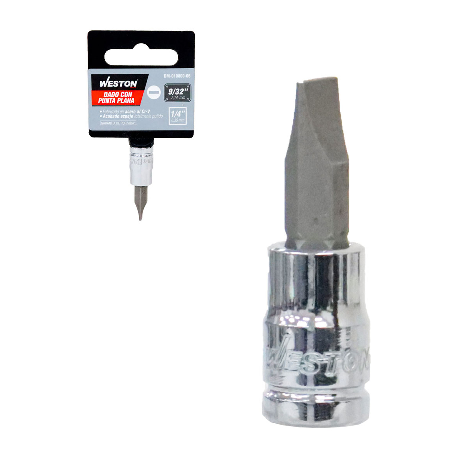 Dado Cuadro 1/4" con Punta Plana 9/32" Weston