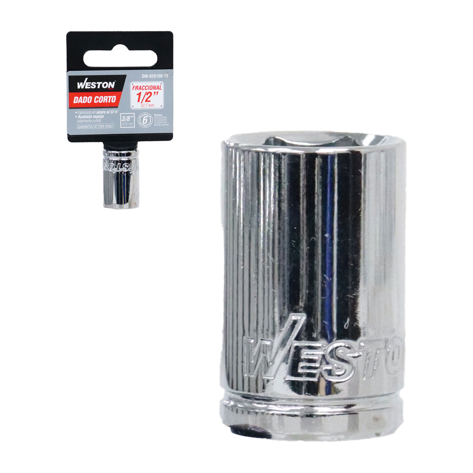 Dado Corto Cuadro 3/8" 6 Puntas 1/2" Weston