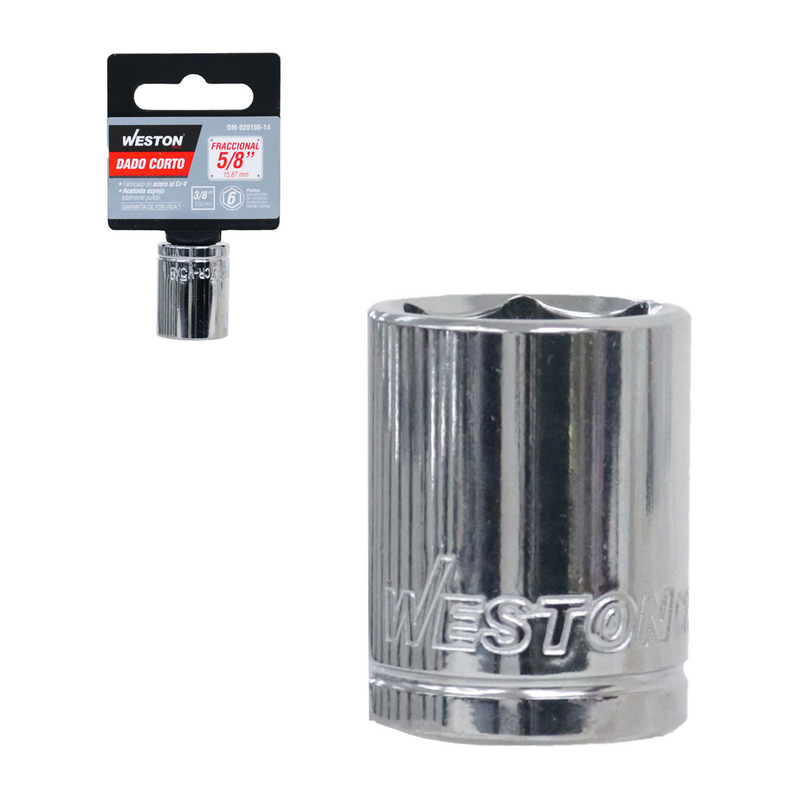 Dado Corto Cuadro 3/8" 6 Puntas 5/8" Weston