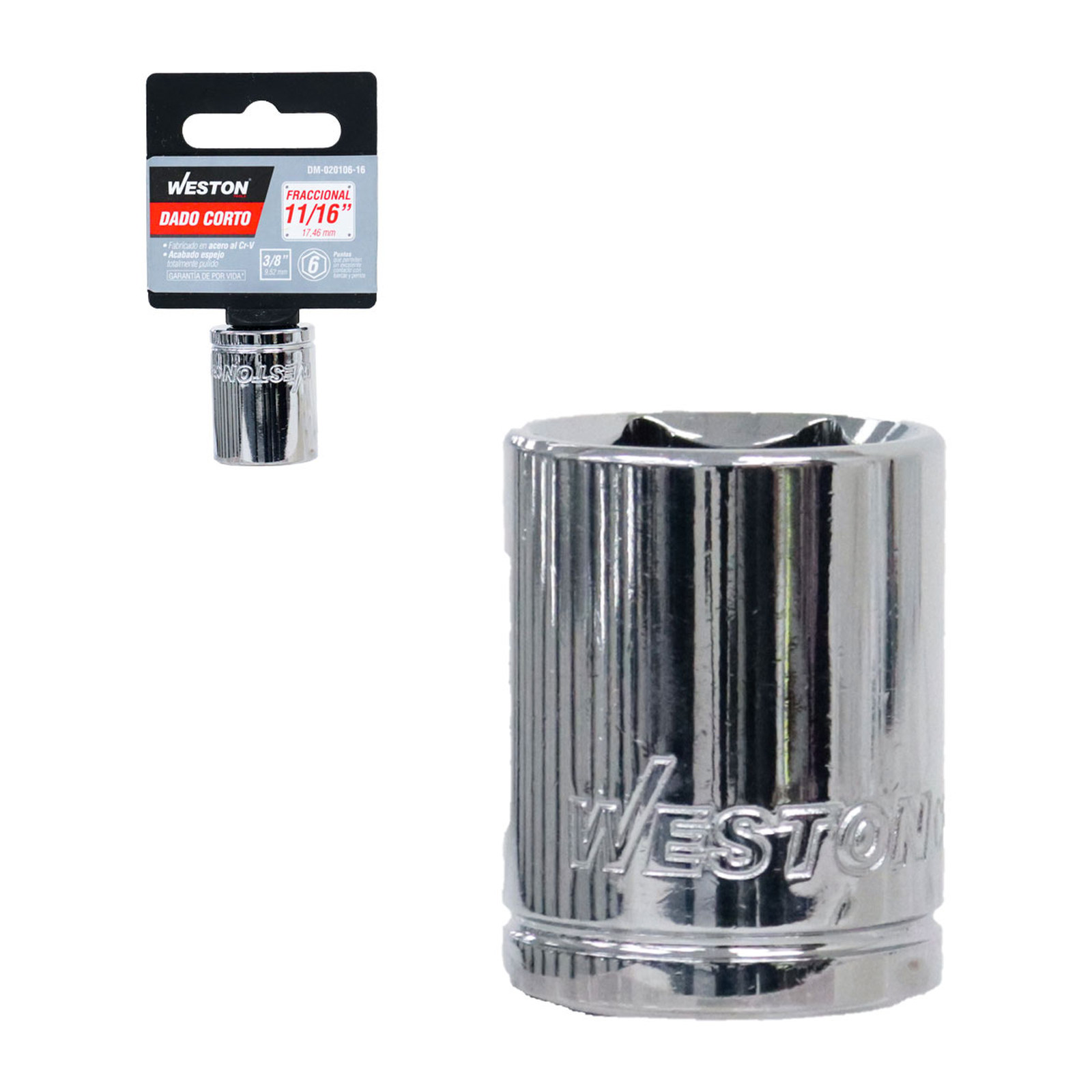 Dado Corto Cuadro 3/8" 6 Puntas 11/16" Weston