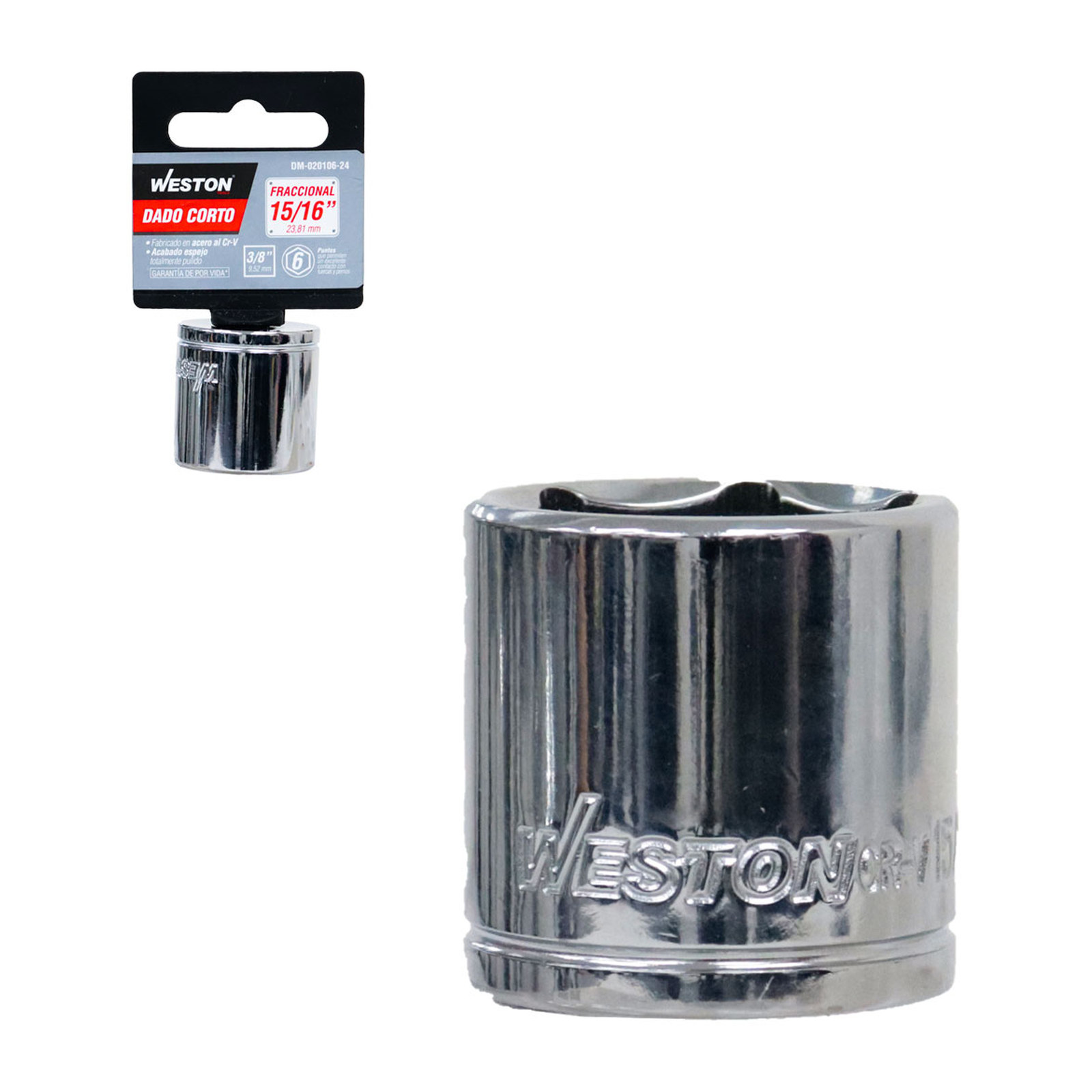 Dado Corto Cuadro 3/8" 6 Puntas 15/16" Weston