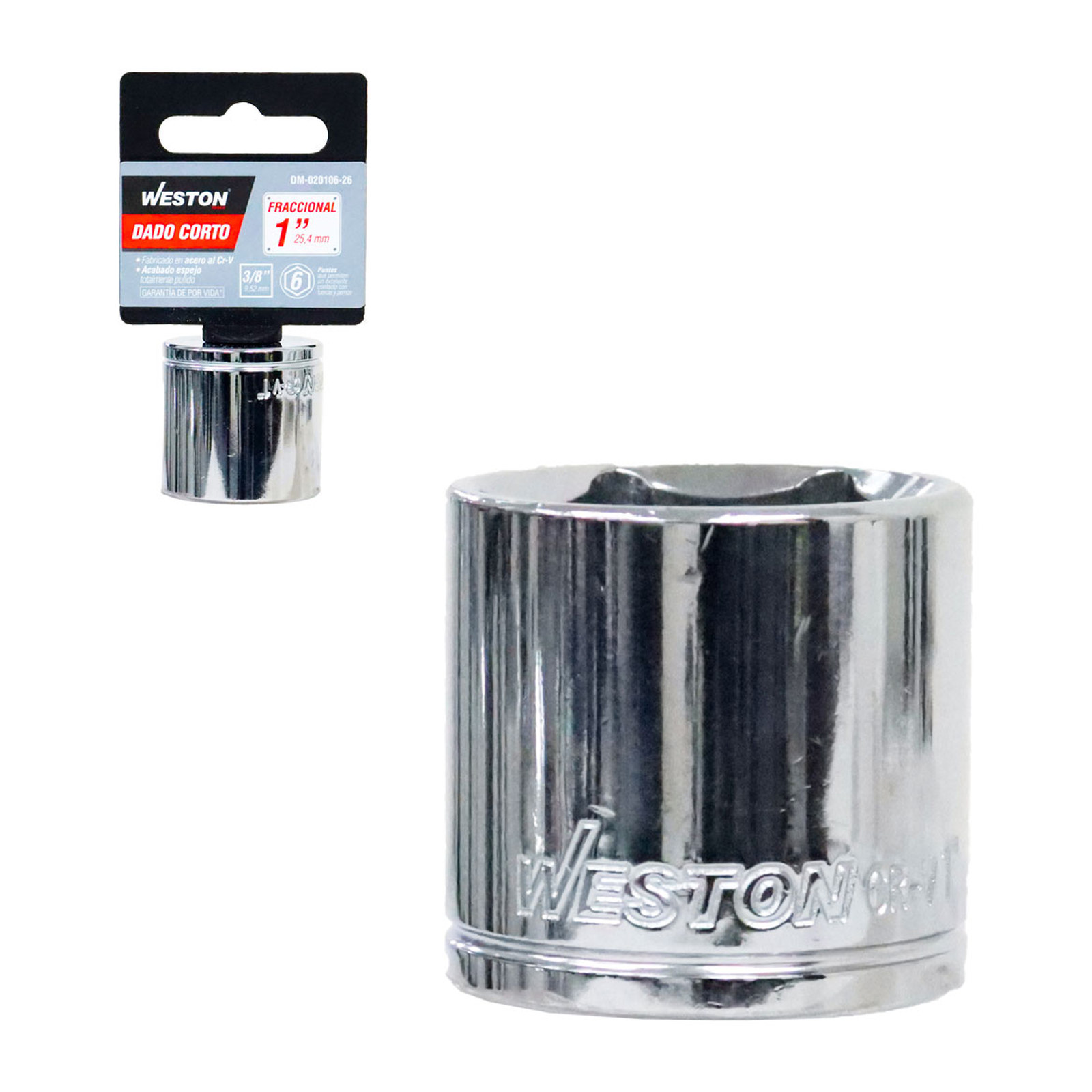 Dado Corto Cuadro 3/8" 6 Puntas 1" Weston