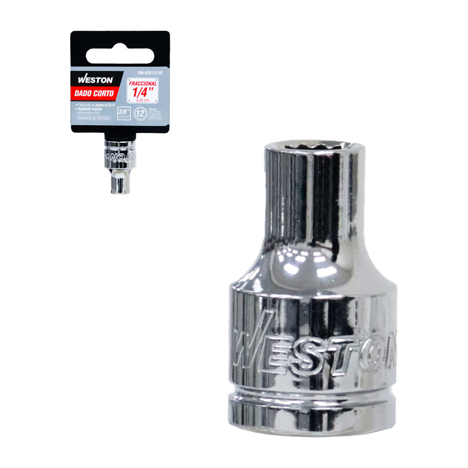 Dado Corto Cuadro 3/8" 12 Puntas Accionamiento 1/4" Weston