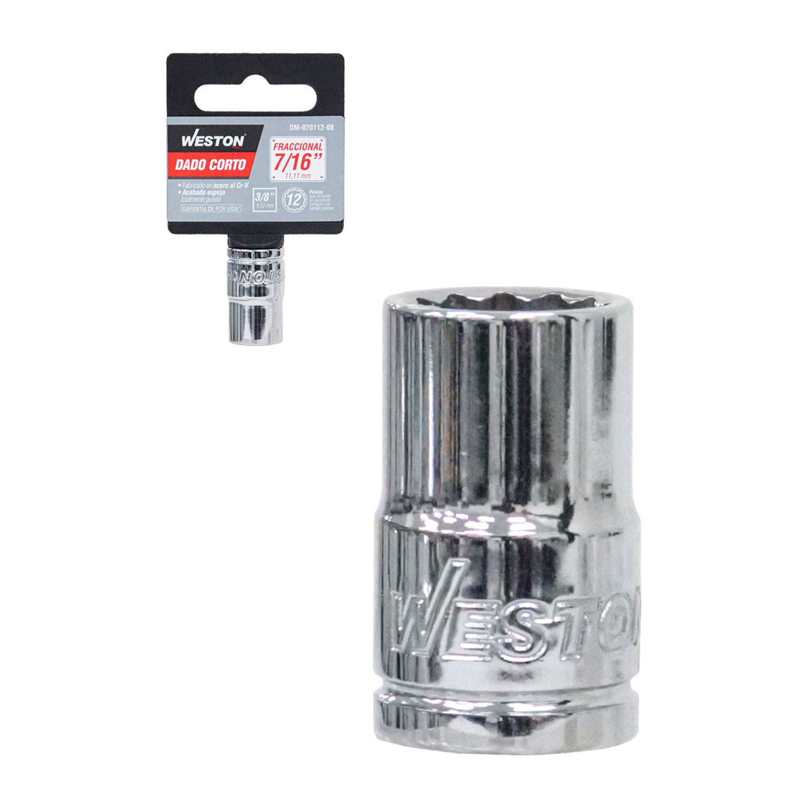 Dado Corto Cuadro 3/8" 12 Puntas 7/16" Weston