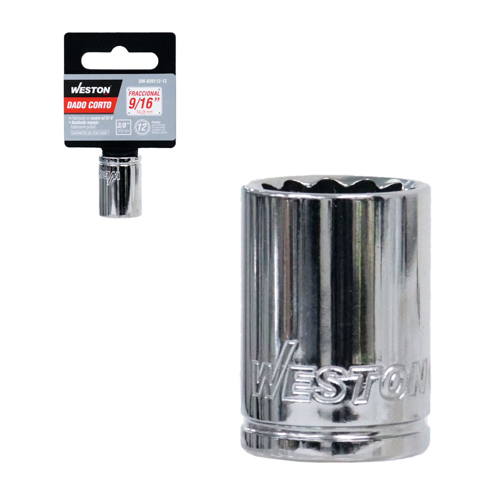 Dado Corto Cuadro 3/8" 12 Puntas 9/16" Weston