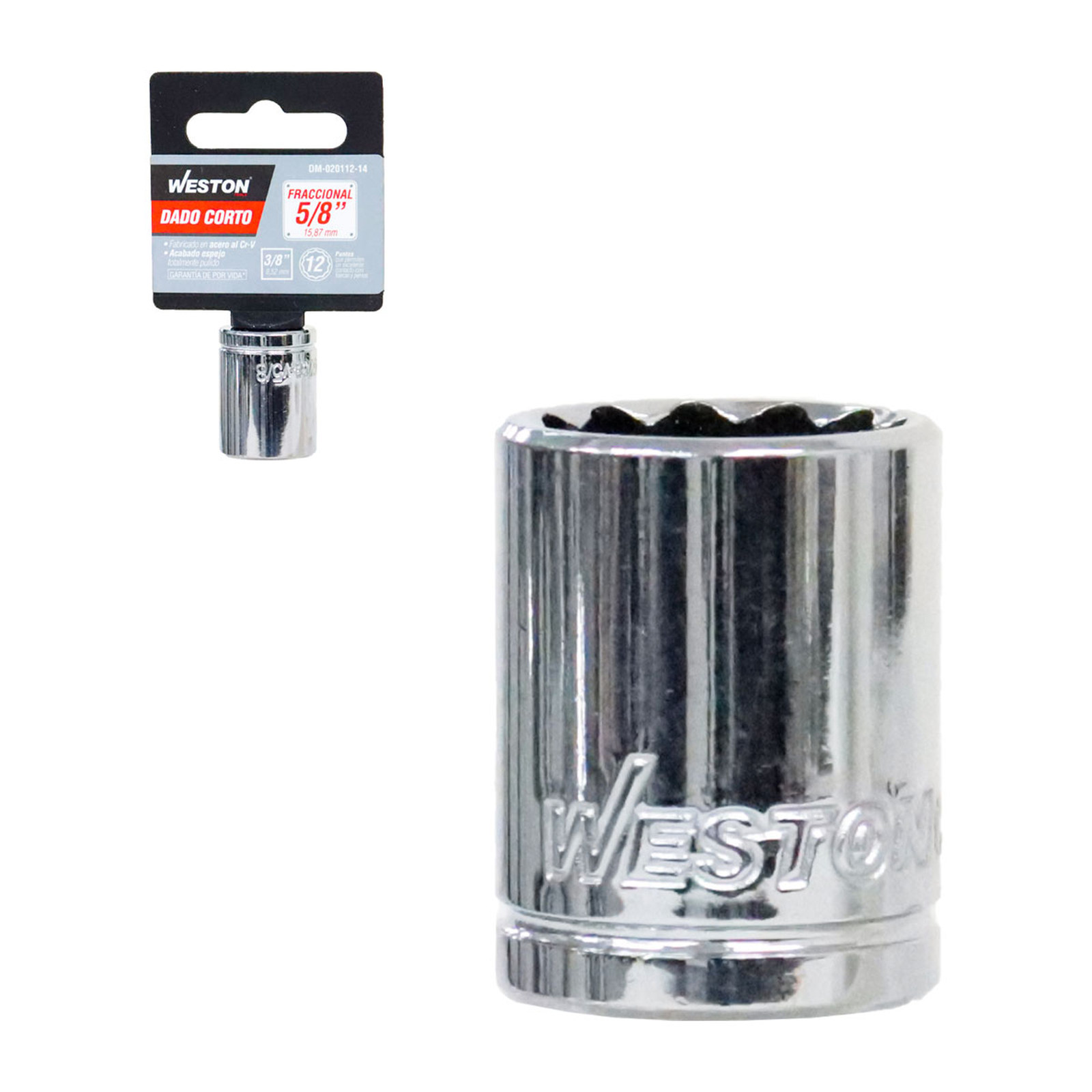 Dado Corto Cuadro 3/8" 12 Puntas 5/8" Weston