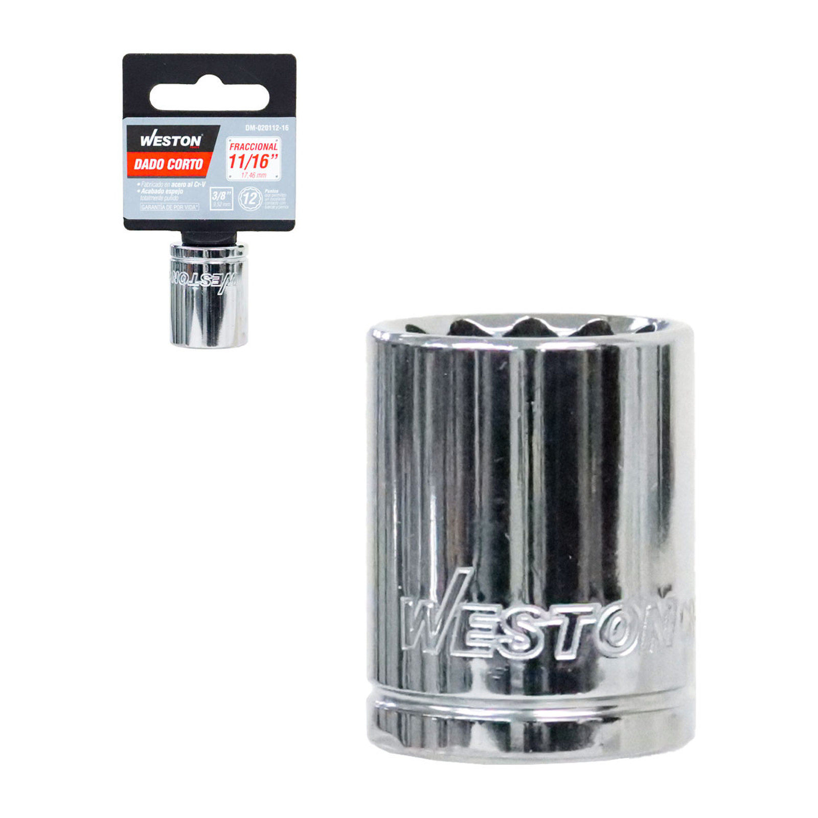Dado Corto Cuadro 3/8" 12 Puntas 11/16" Weston