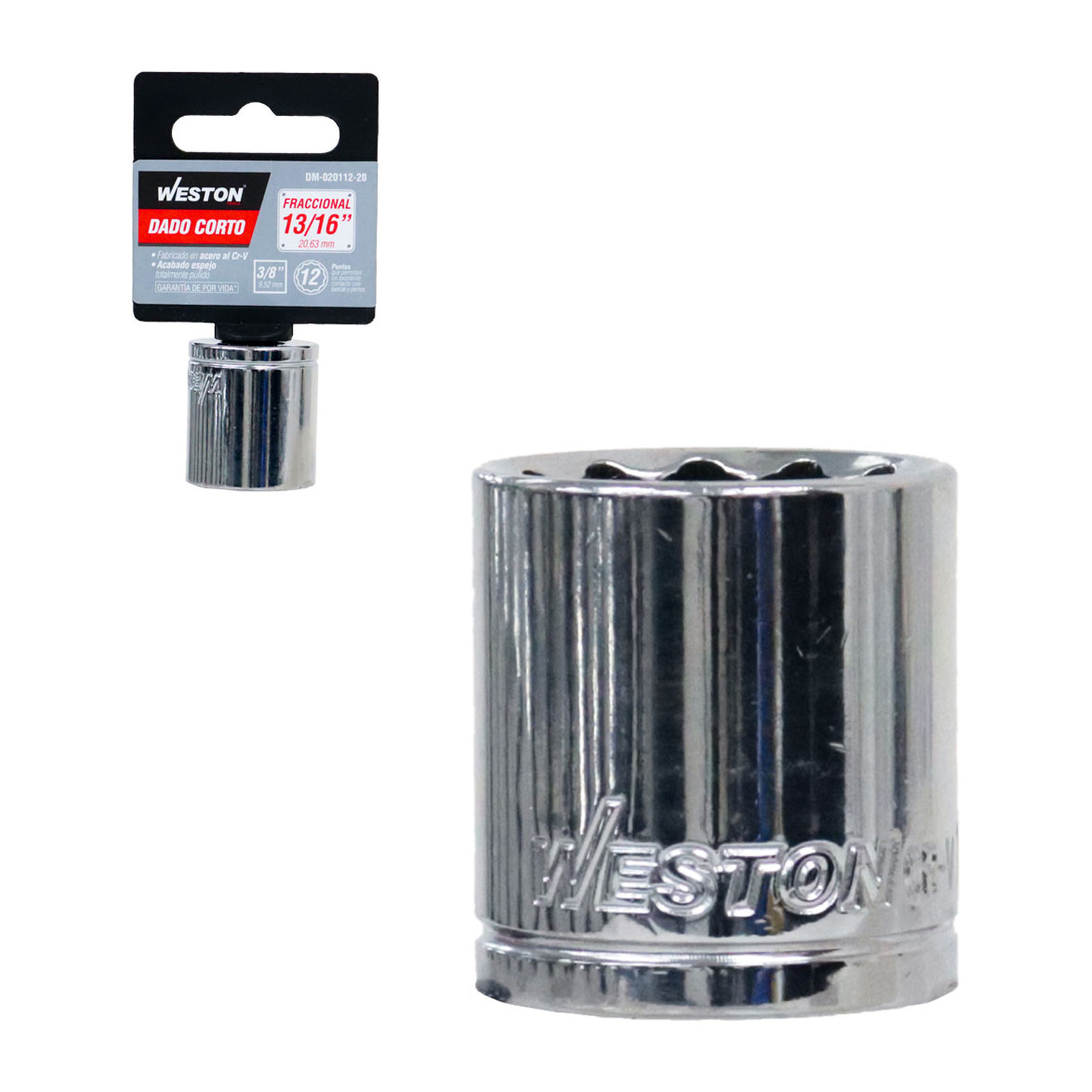 Dado Corto Cuadro 3/8" 12 Puntas 13/16" Weston
