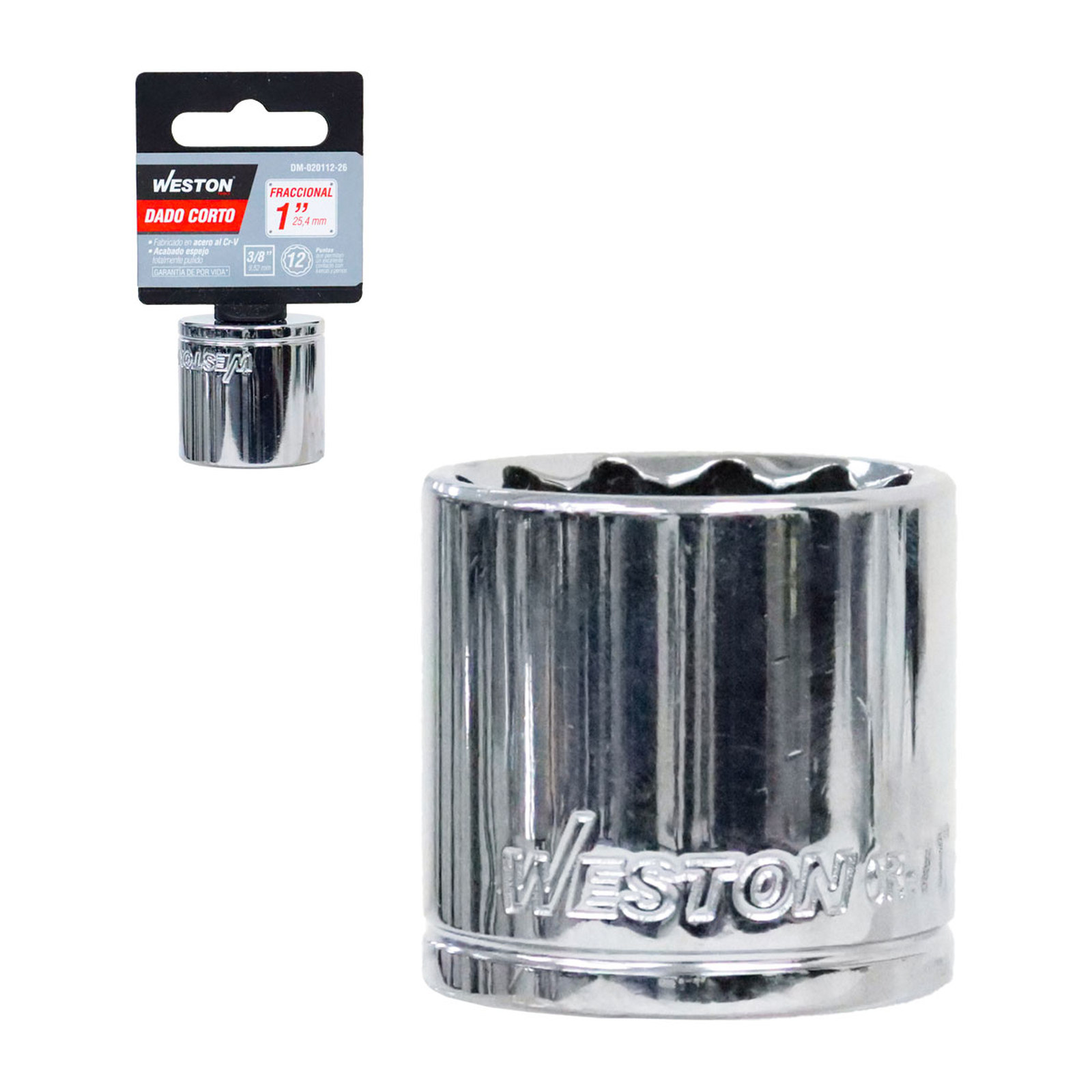 Dado Corto Cuadro 3/8" 12 Puntas 1" Weston