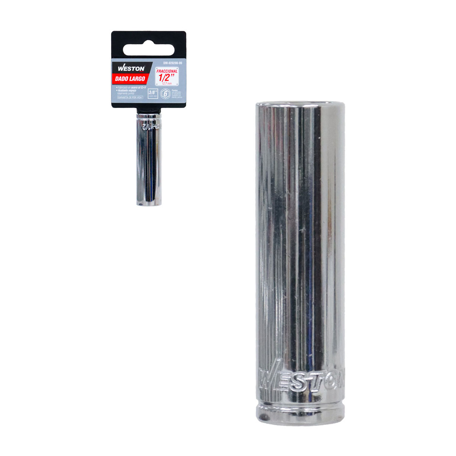 Dado Largo Weston Cuadro 3/8" 6 Puntas 1/2"