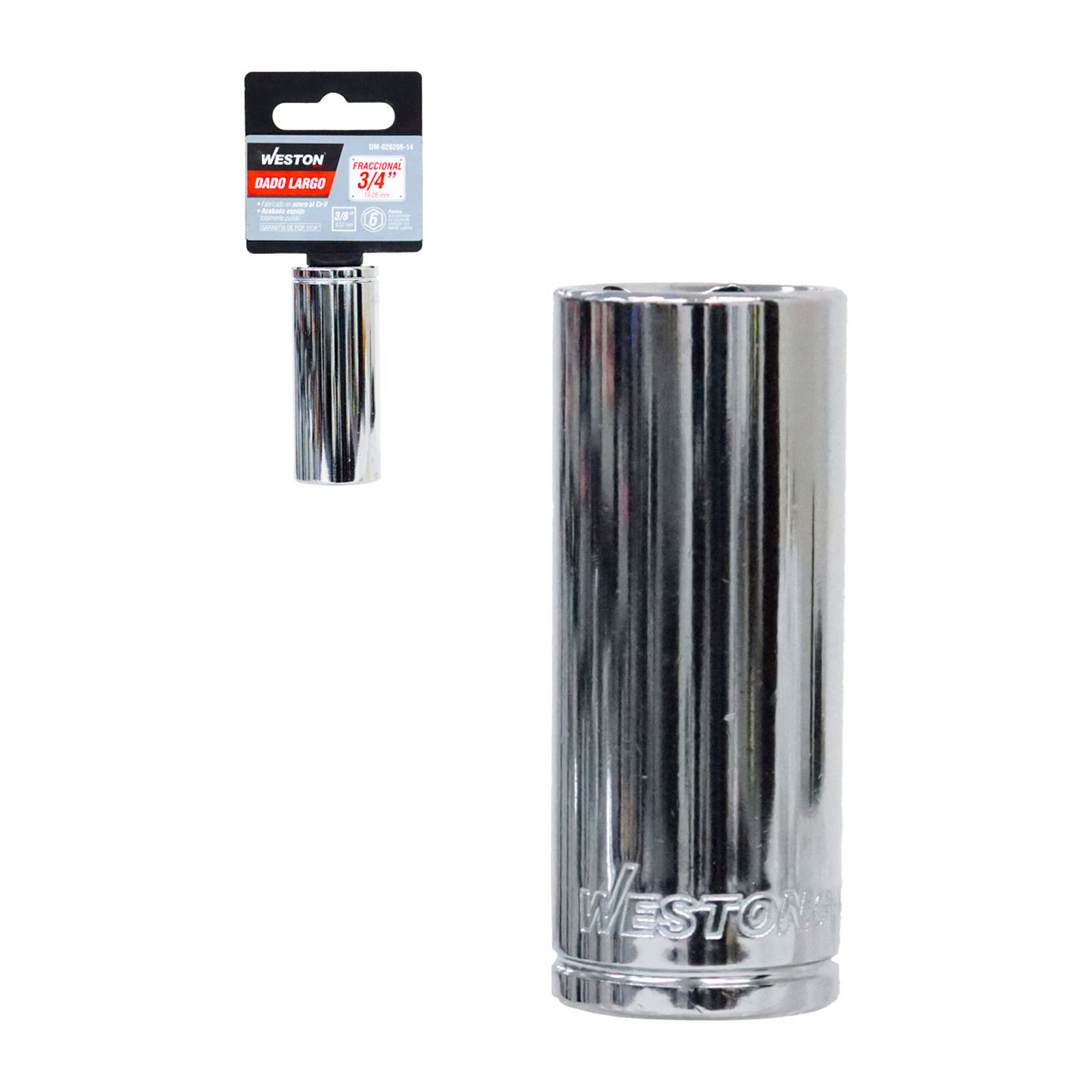 Dado Largo Cuadro 3/8" 6 Puntas 3/4" Weston