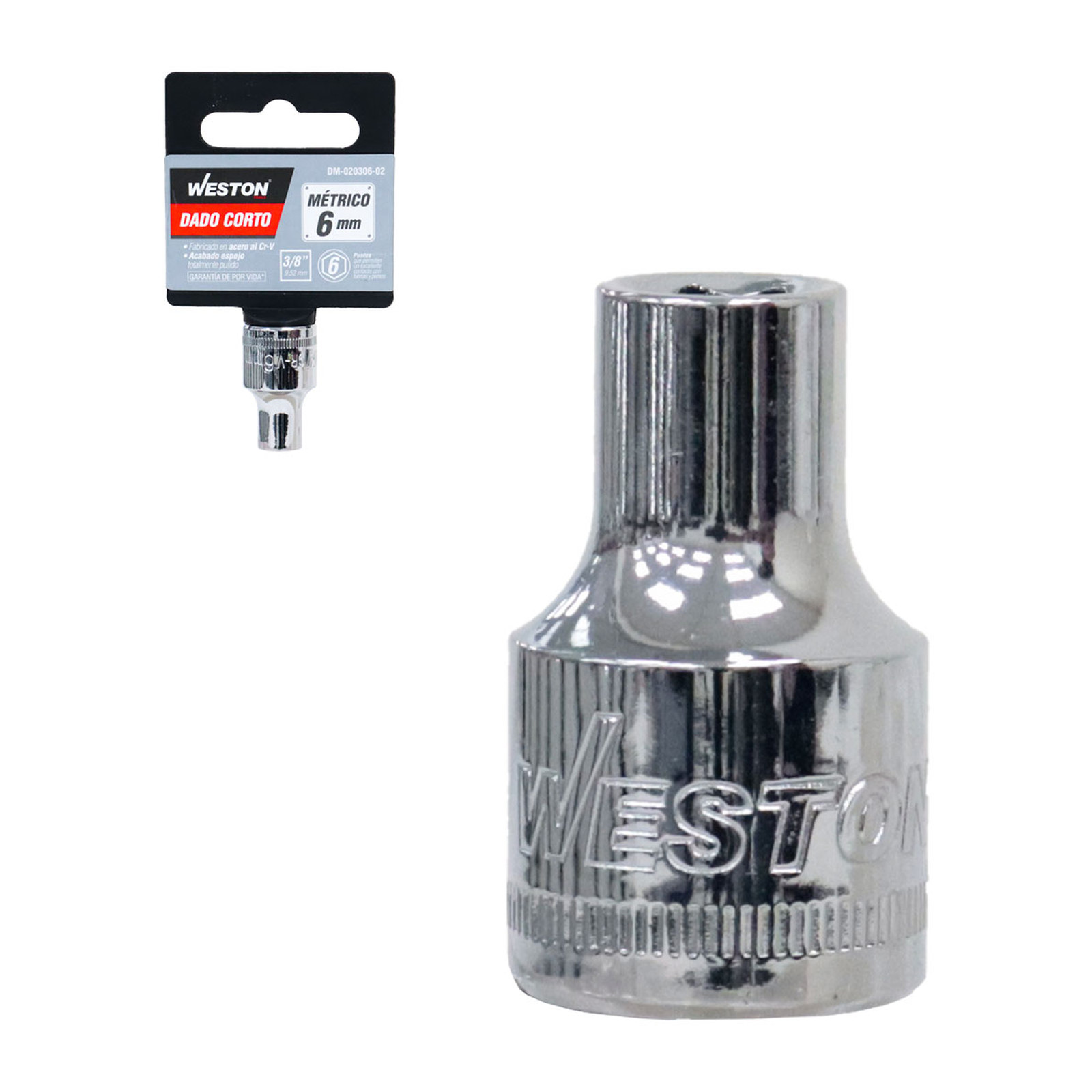 Dado Corto Cuadro 3/8" 6 Puntas 6 mm Weston